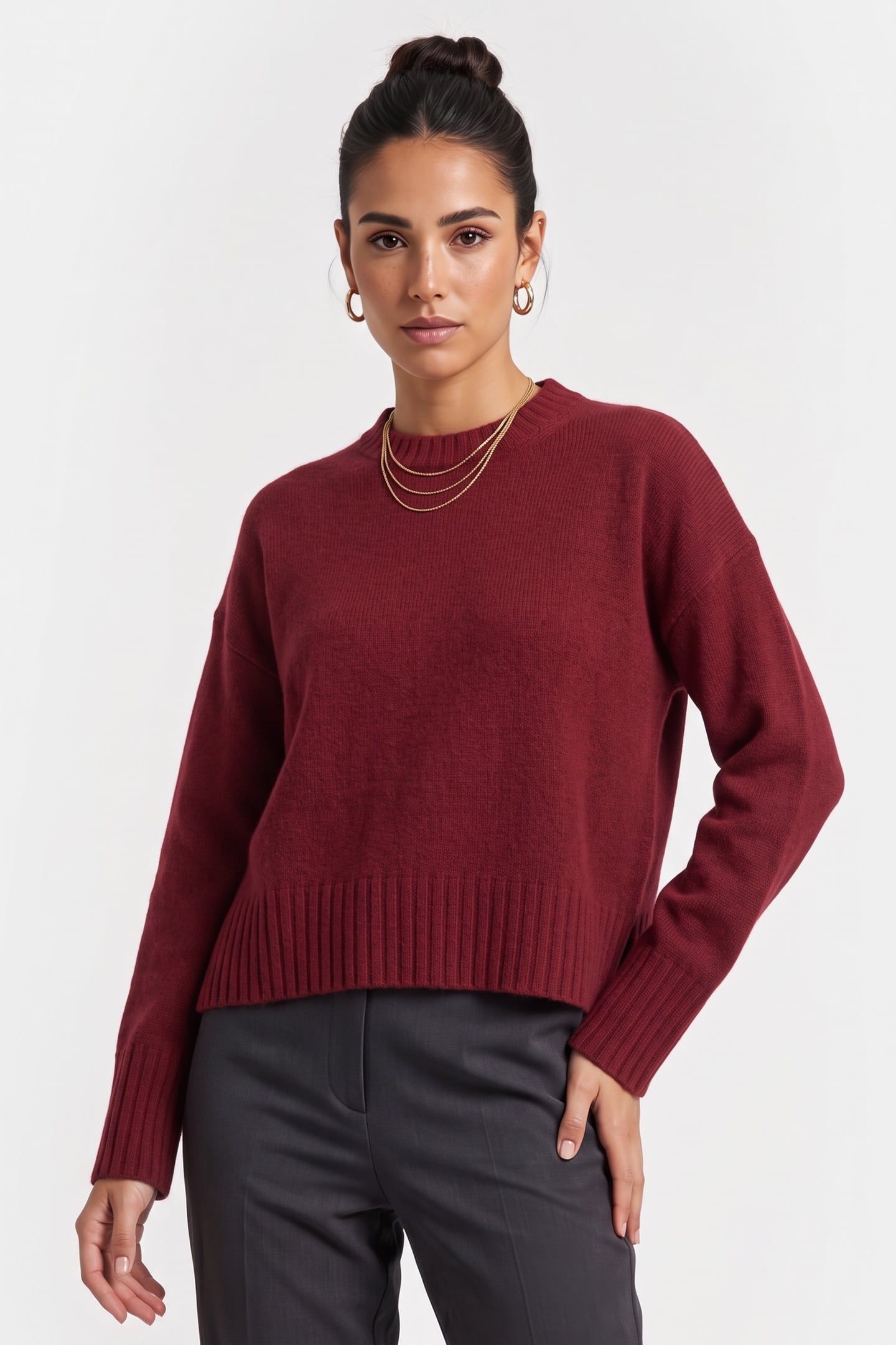 ARUN CREW NECK CRANBERRY RED 1