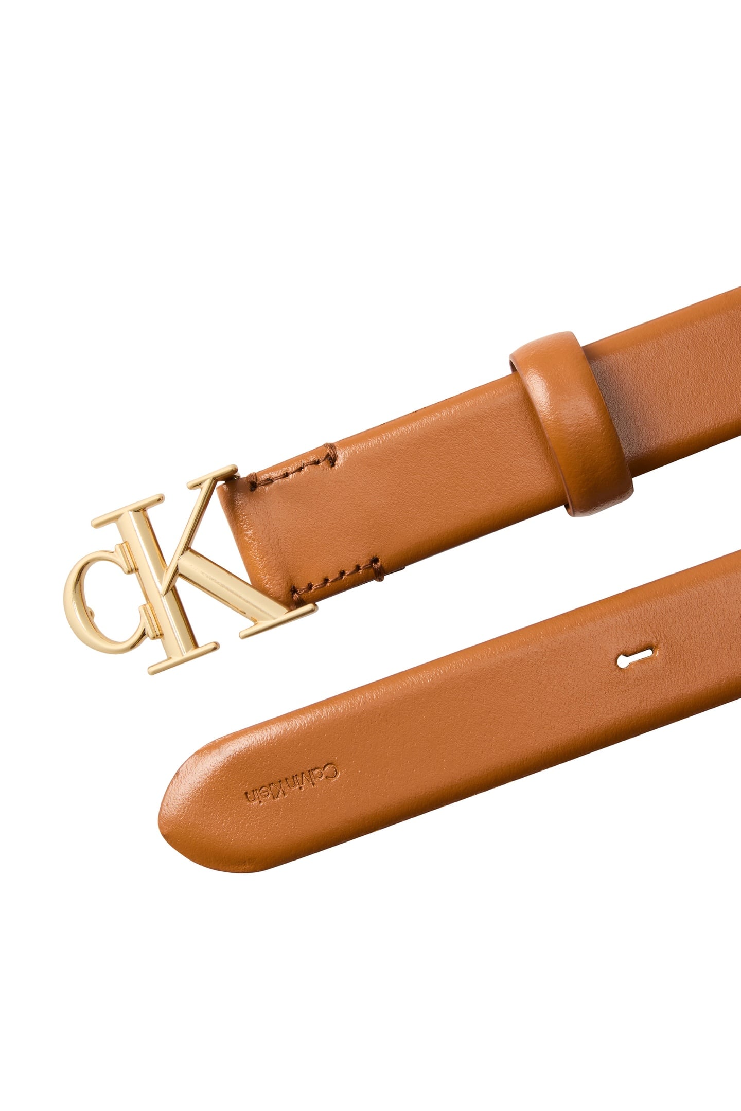 ROUND CK BUCKLE 30MM BELT ARGAN OIL/ANTIQUE LIGHT GOLD 3