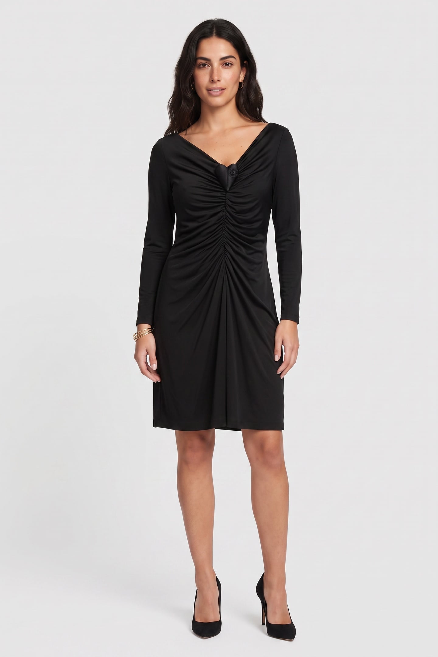 PADDED HEART STRETCH ORGANZINE DRESS BLACK 1