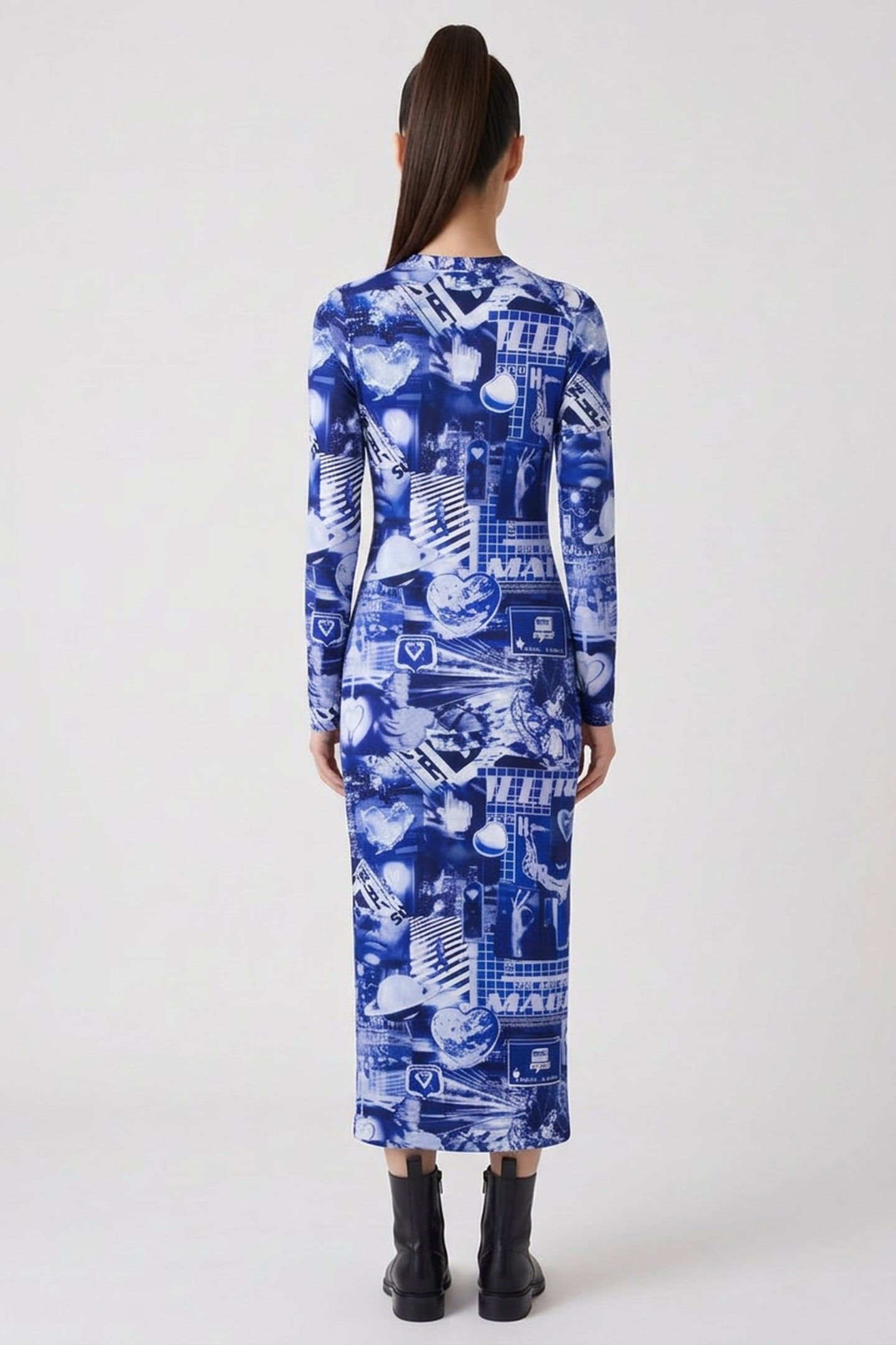 DIGITAL HEART LIGHTWEIGHT FLEECE DRESS BLUE 2