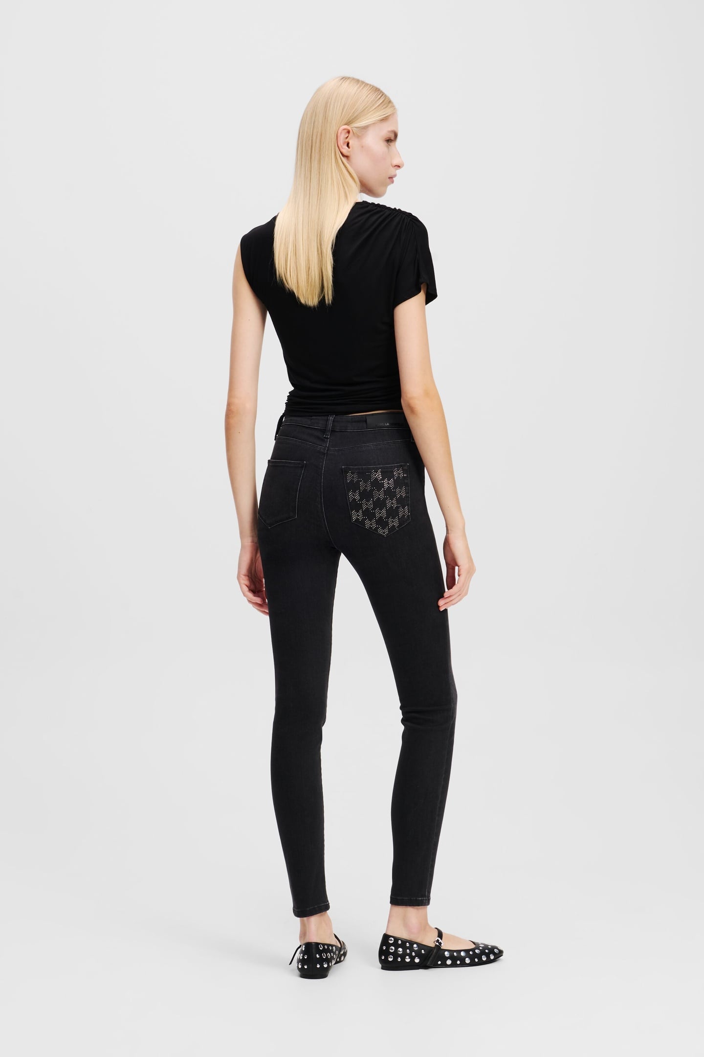 HIGH WAIST SKINNY DENIM PANTS BLACK DENIM 3