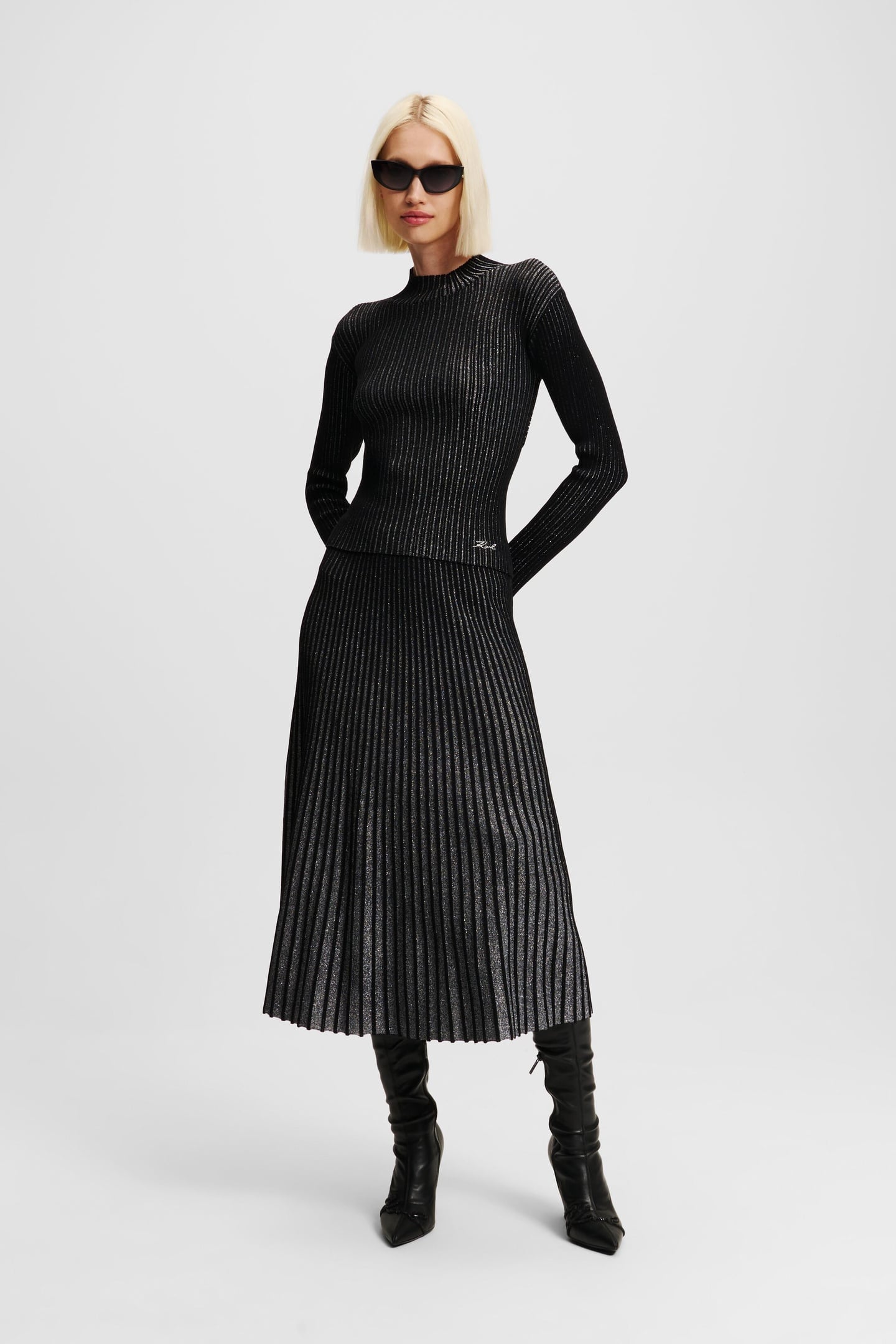 LUREX KNIT TOP BLACK/SILVER 2