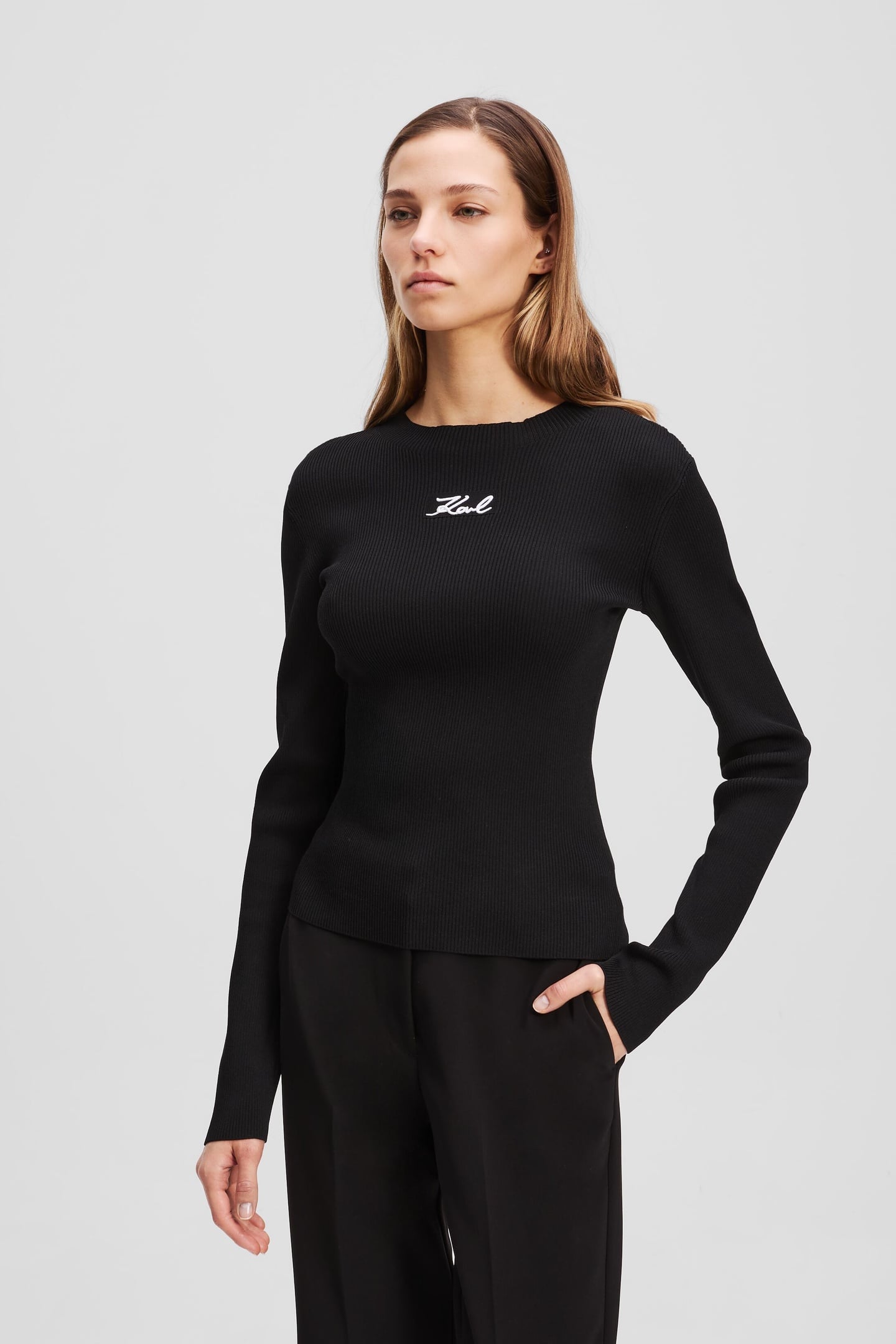 LONGSLEEVE RIBBED MOCK NECK BLACK 1