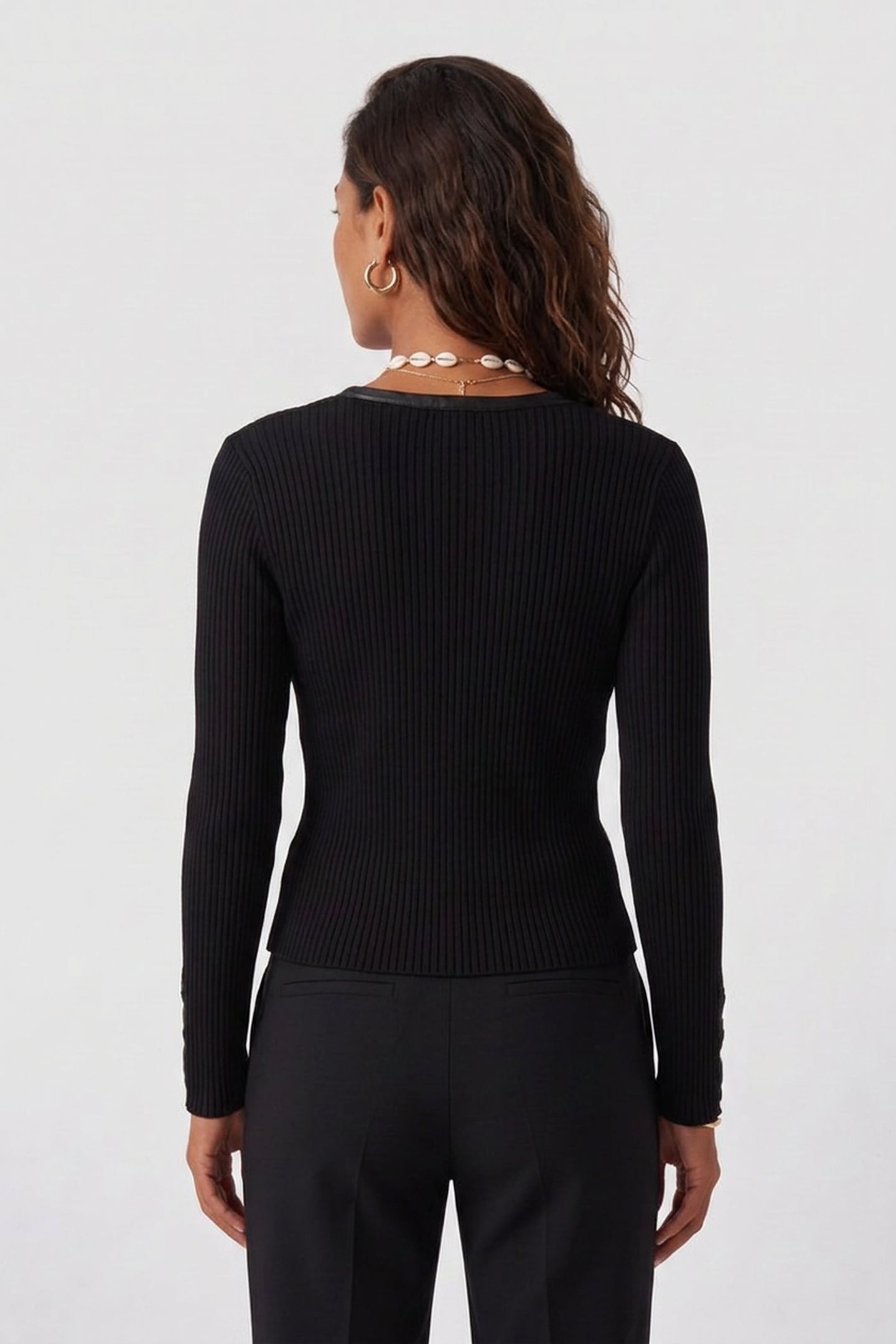 BONDAGE LACING WOOL CARDIGAN BLACK 2