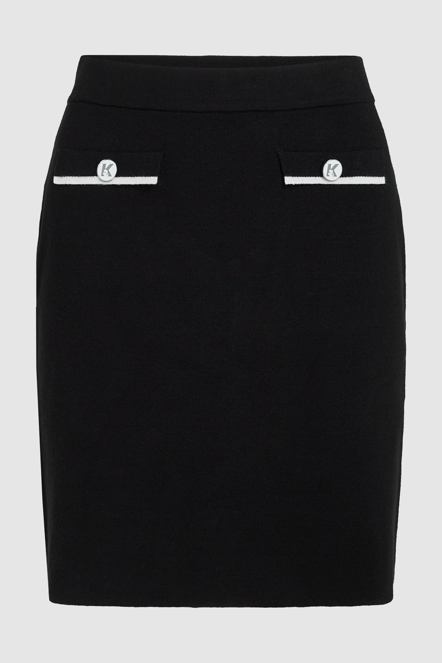 FANCY BUTTONS KNIT SKIRT BLACK 1