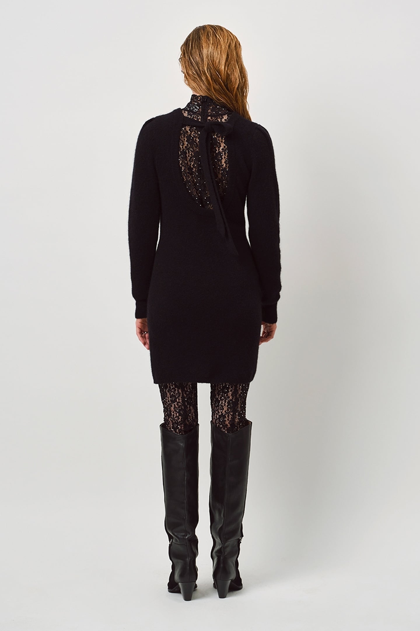 DANTE6-SIENNA KNITTED BOW DRESS RAVEN 2
