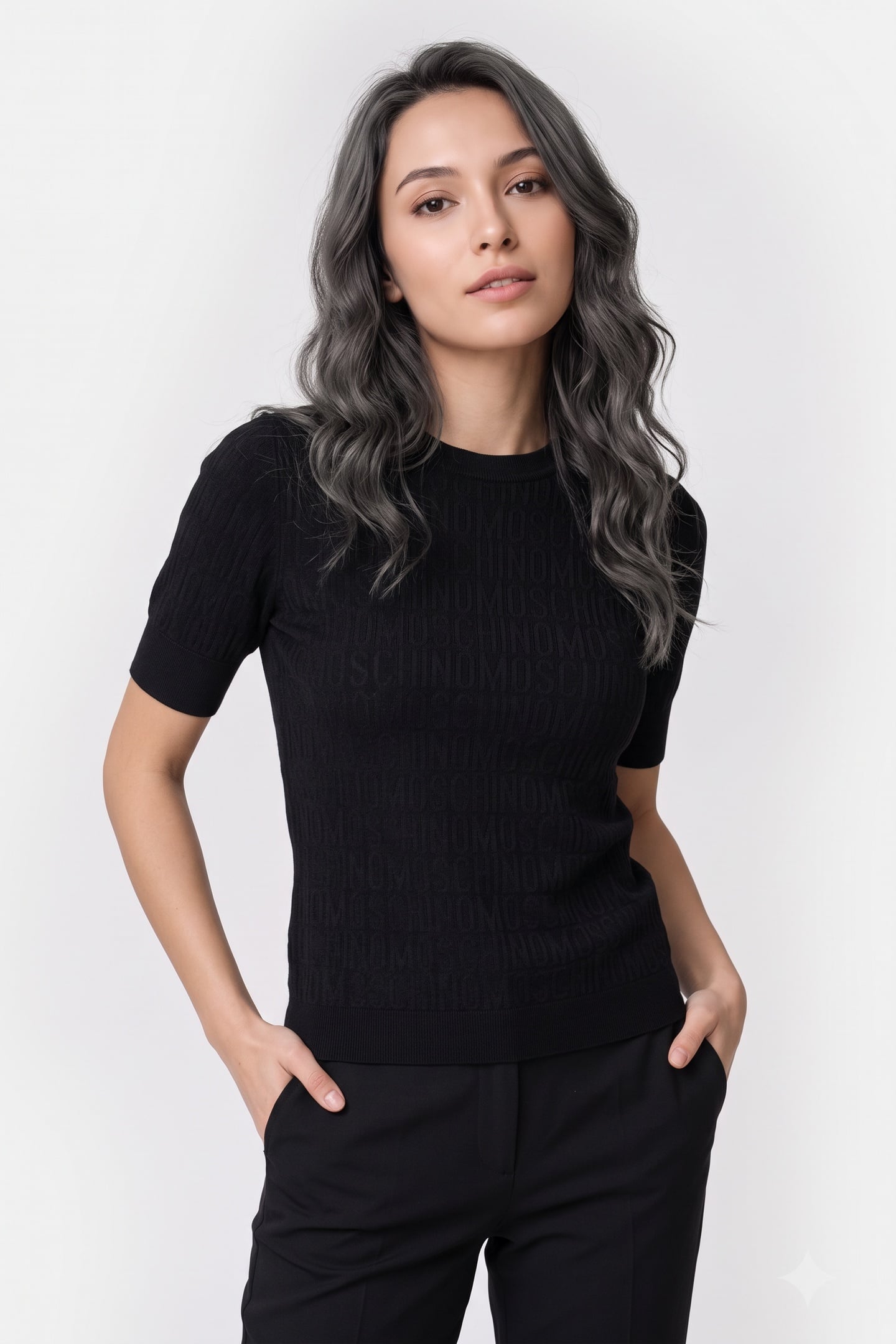 ALLOVER LOGO WOOL TOP BLACK 1