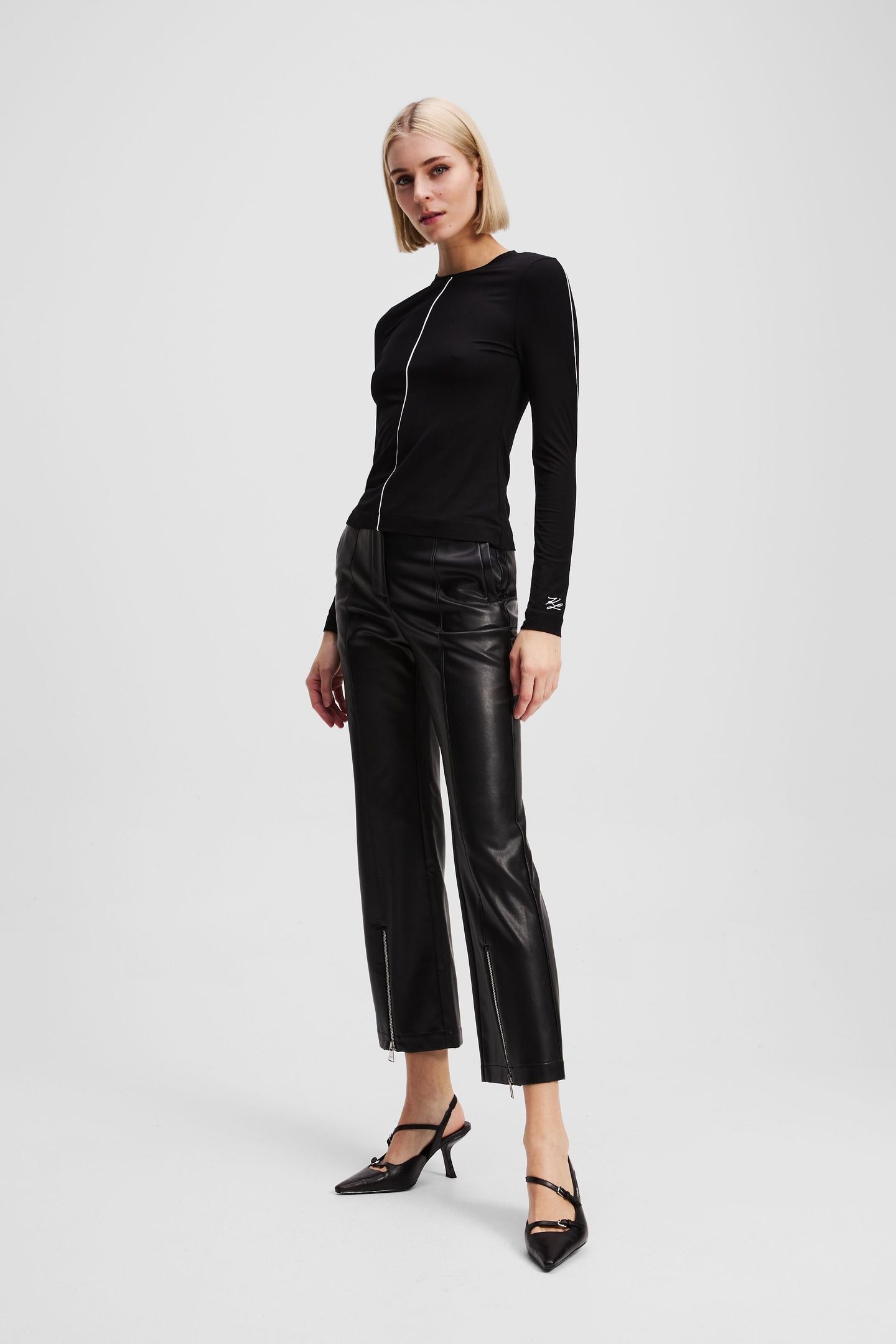 FAUX LEATHER ZIP PANTS BLACK 2