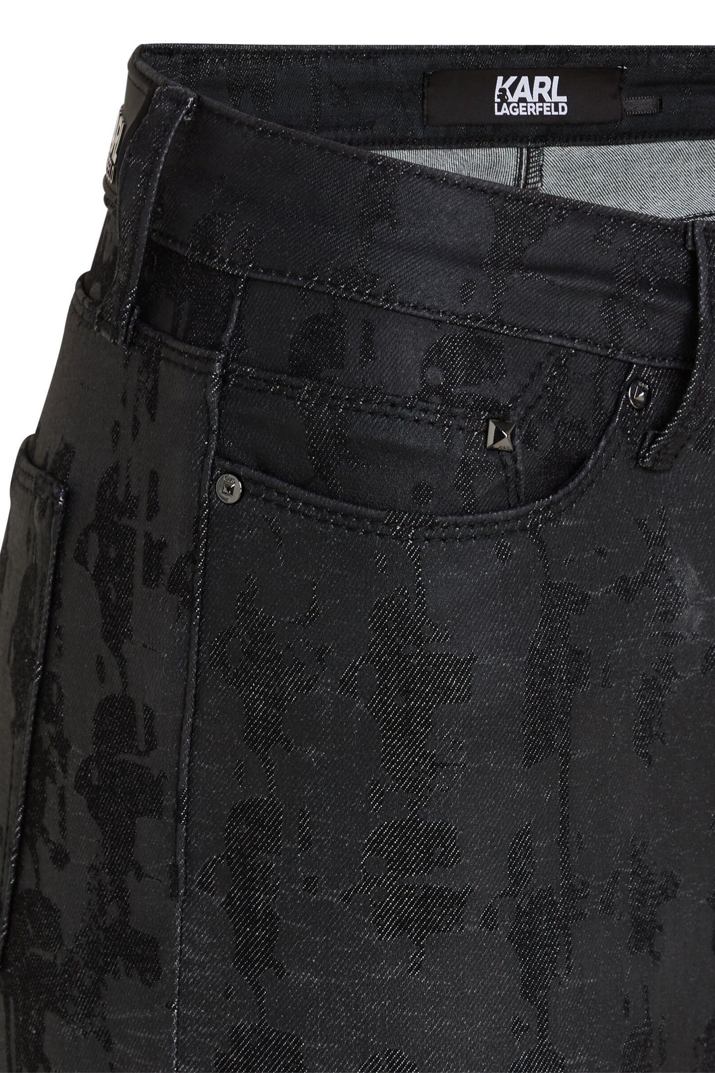 AOP SKINNY DENIM PANTS BLACK COATED KARL HEADS 7