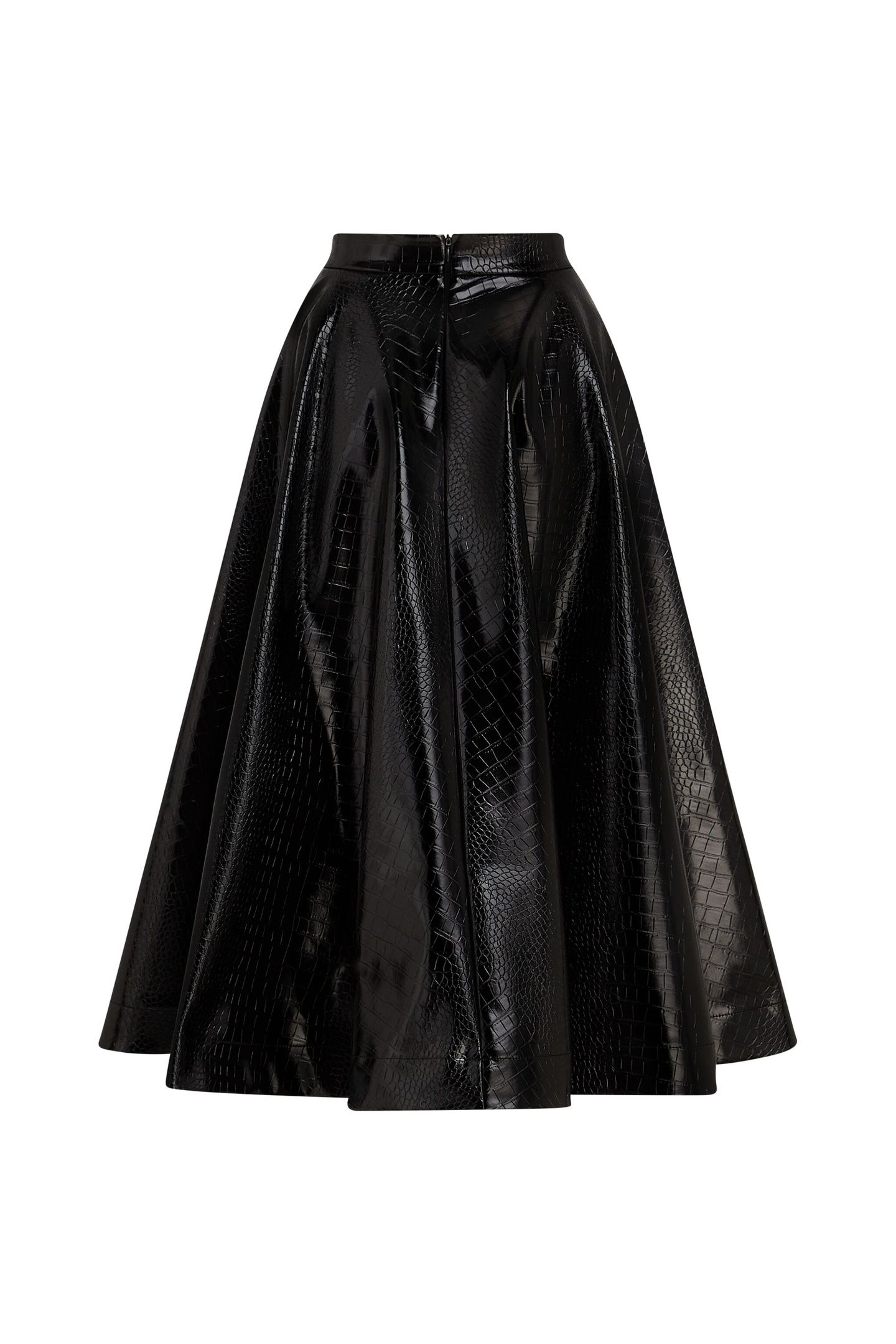 FAUX LEATHER CROC A LINE SKIRT BLACK 5