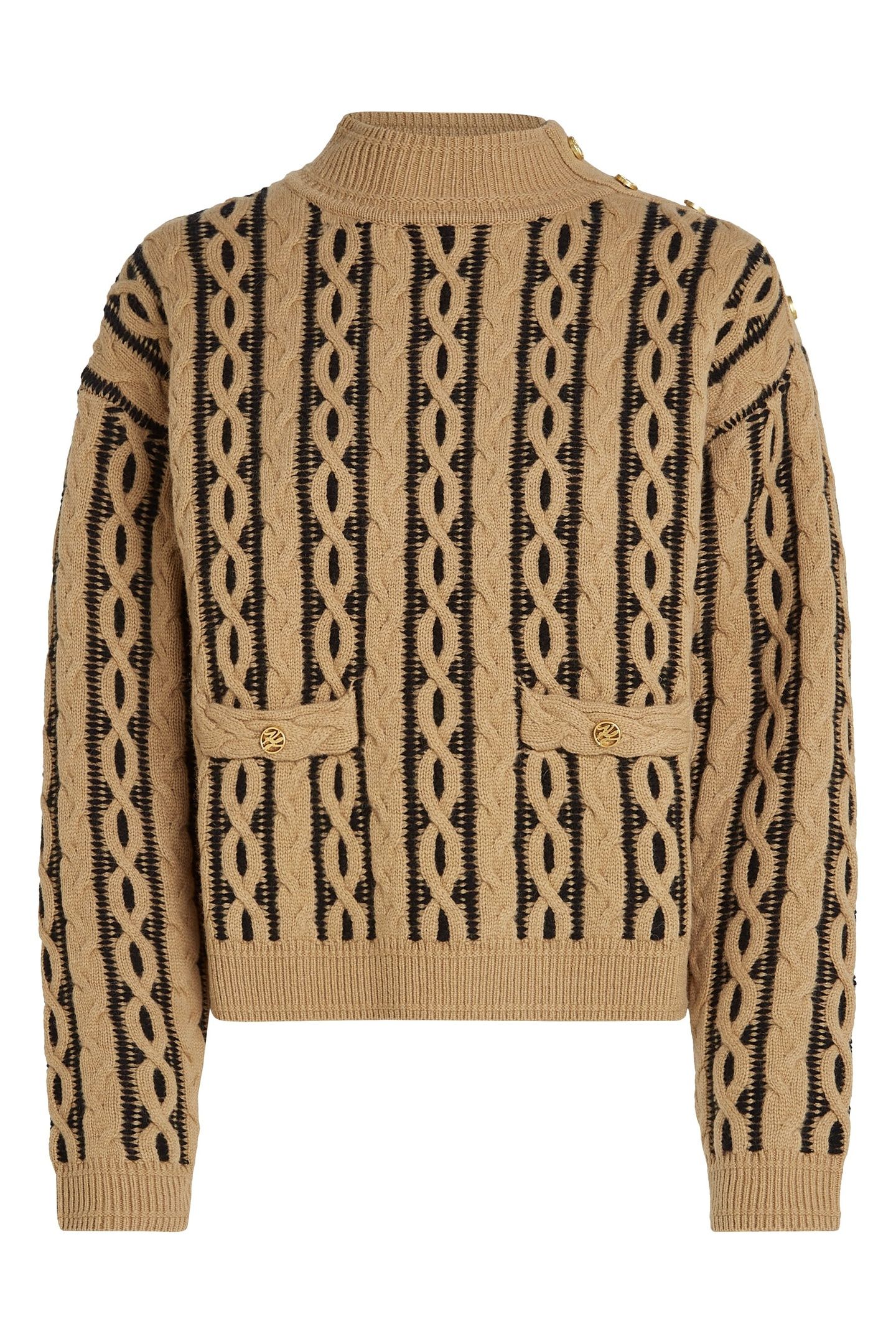CABLE KNIT MOCK NECK NOUGAT 5