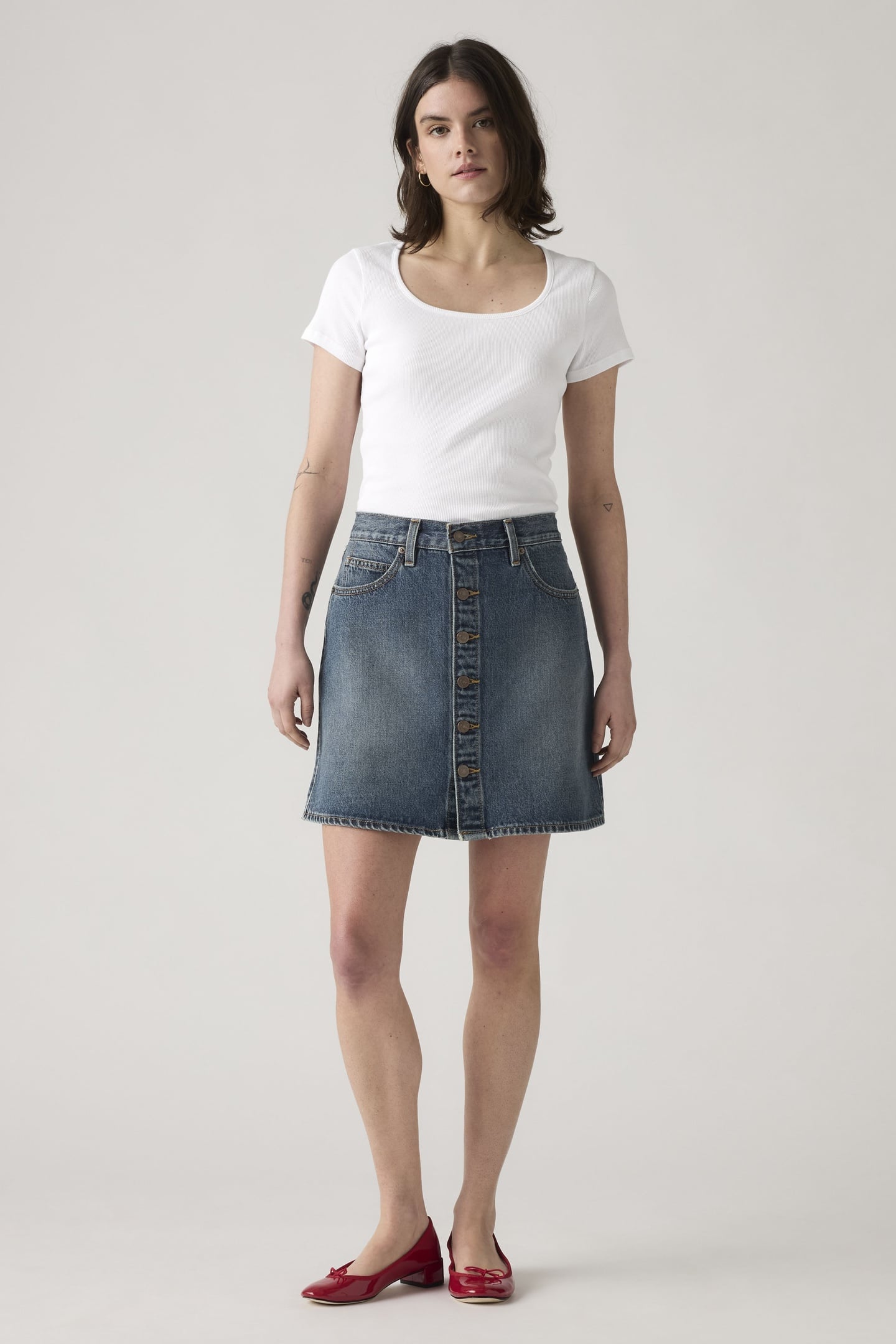 RETRO BUTTON FRONT SKIRT 1