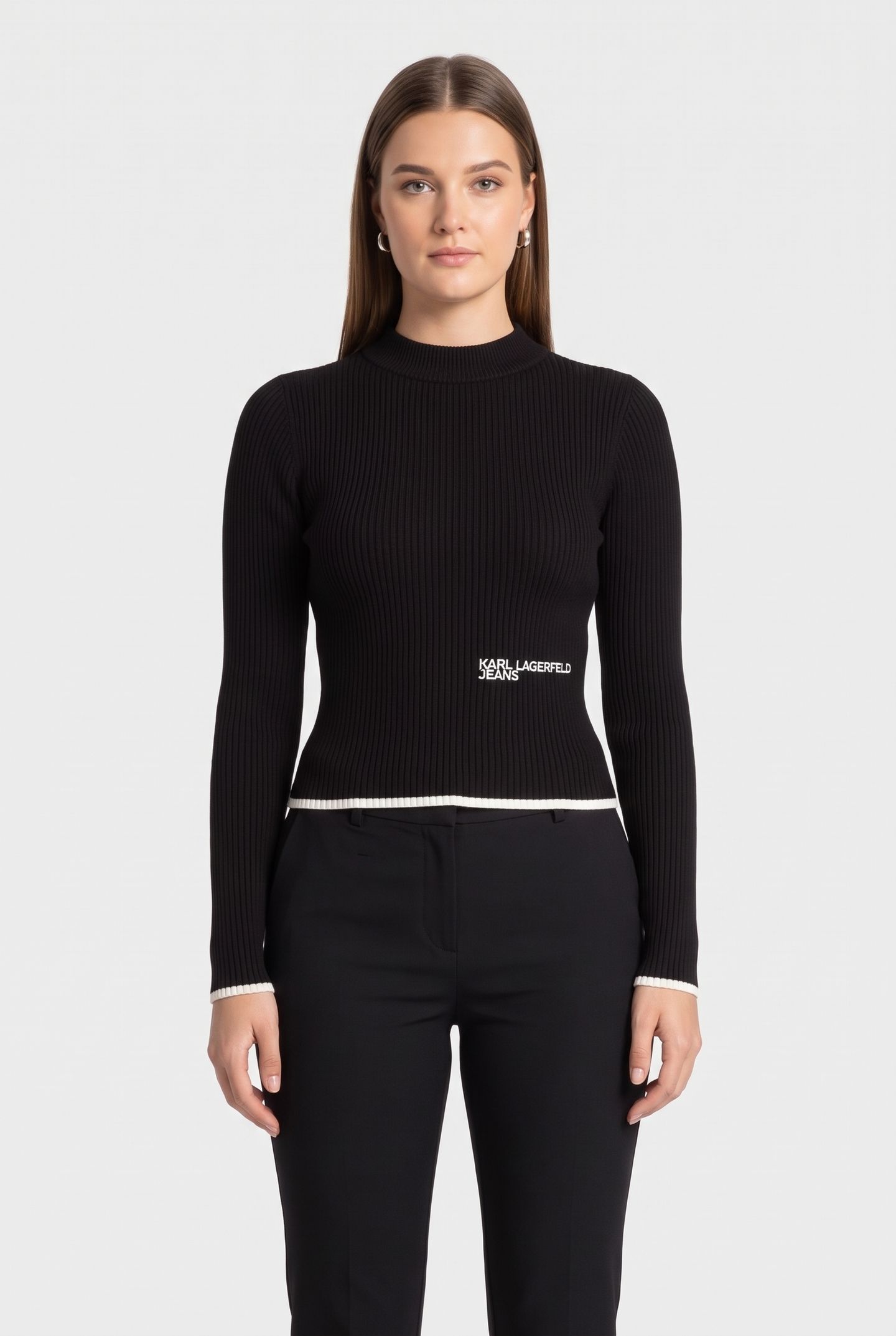 KLJ MOCK NECK SWEATER BLACK 1