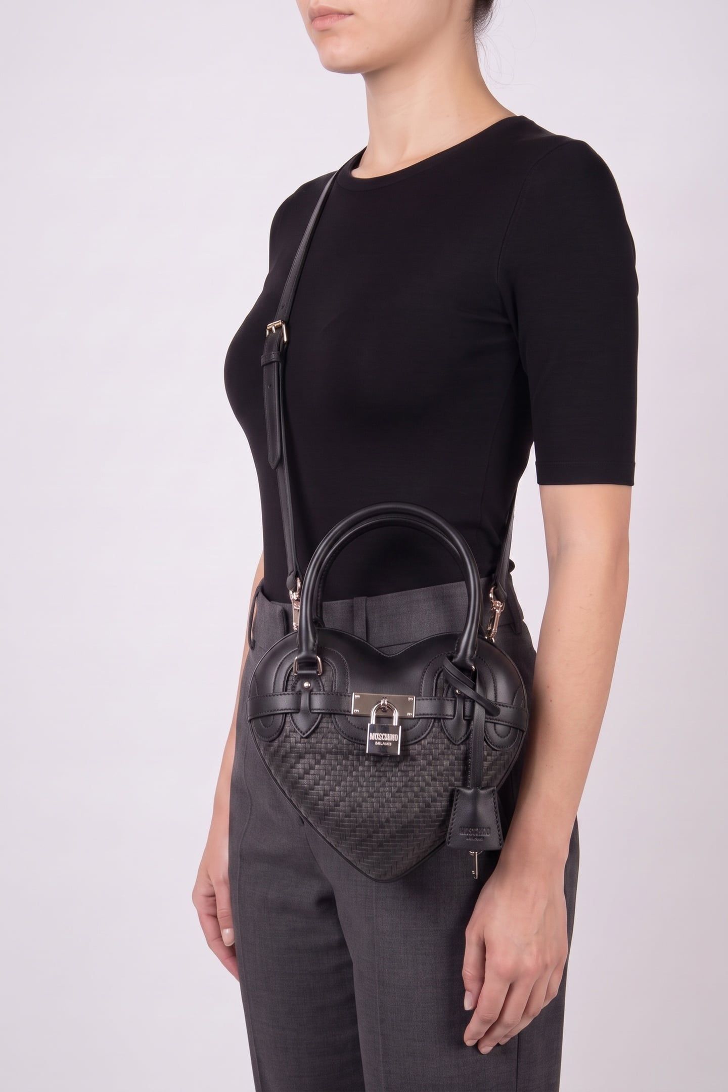 MOSCHINO HEARTBEAT BAG CHECK GREY 1