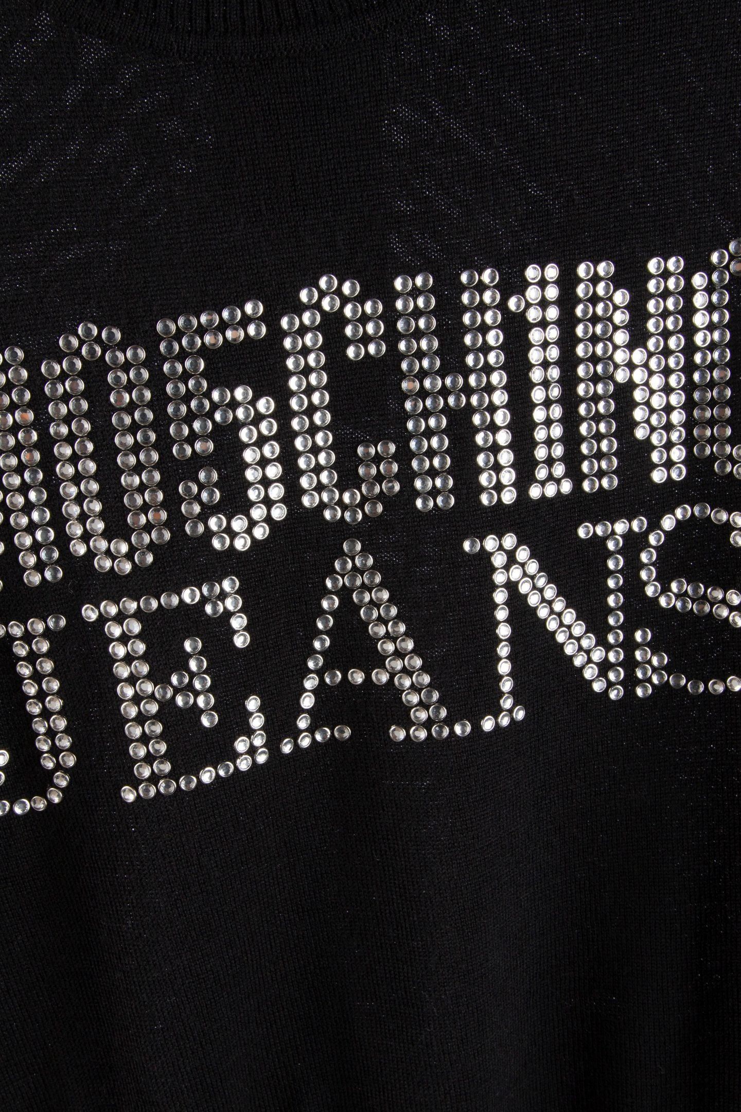 WOOL BLEND PULLOVER RHINESTONE LOGO BLACK 4