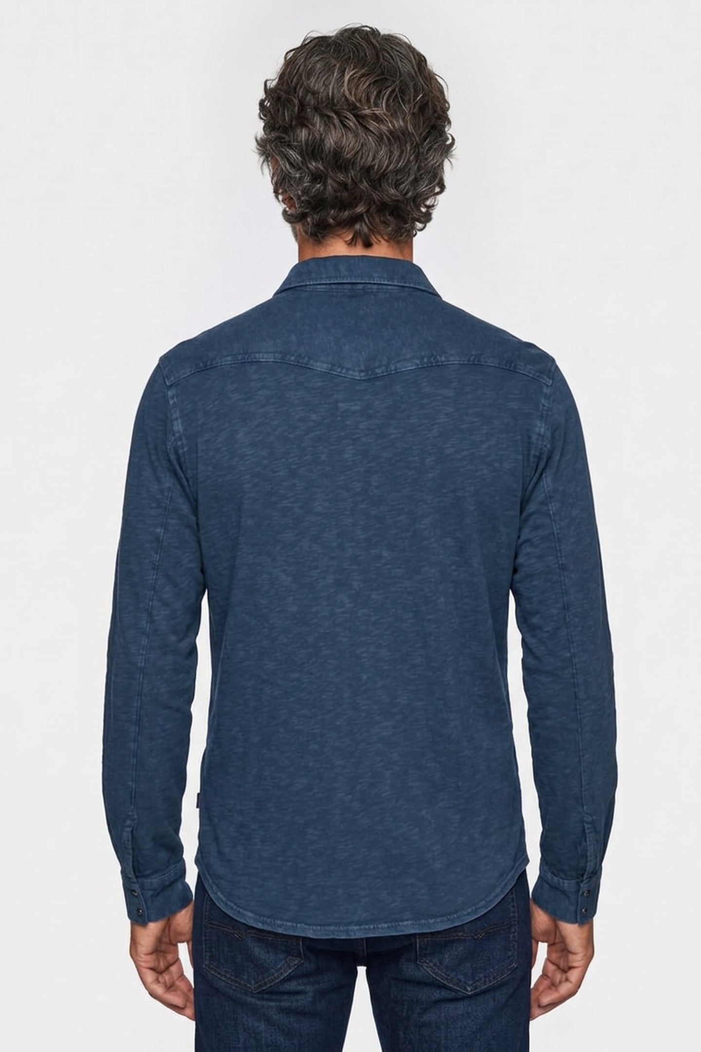ARVON LS KNIT WESTERN SHIRT IN VINTAGE W PACIFIC BLUE 2