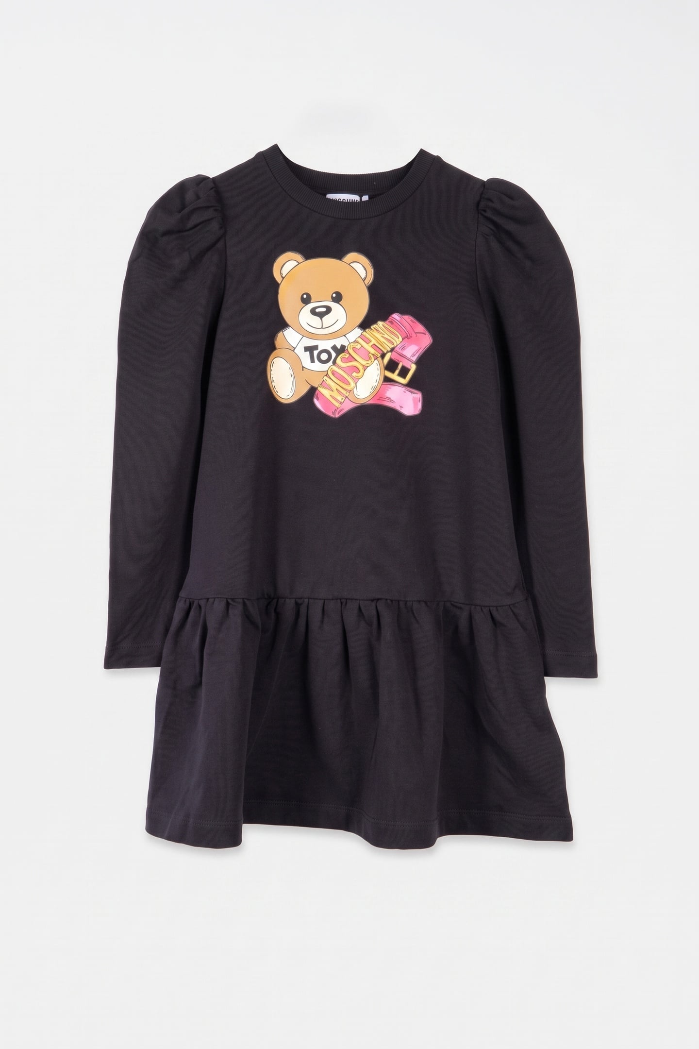 GIRL'S MOSCHINO TEDDY BEAR FLEECE DRESS BLACK 2