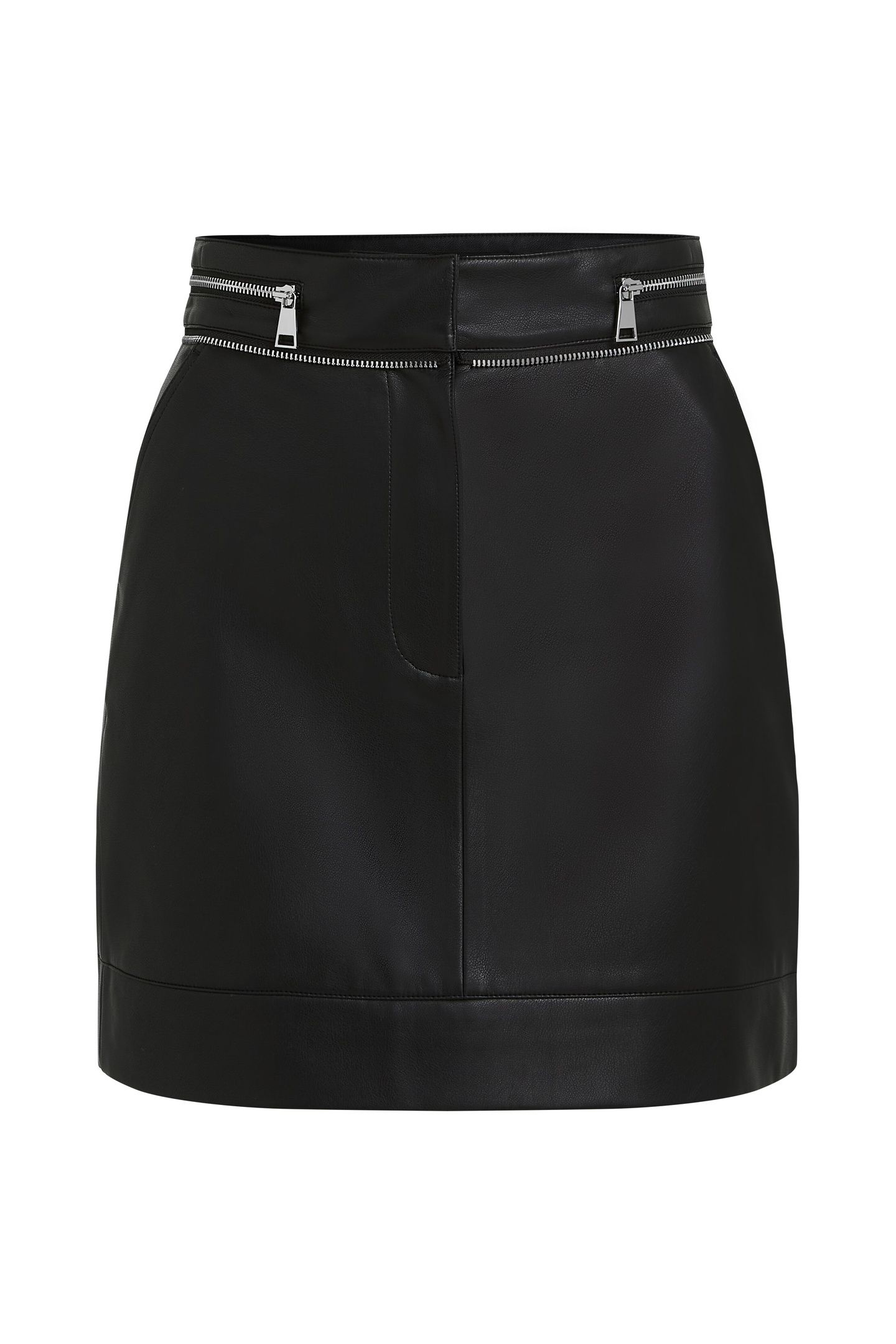 FAUX LEATHER ZIP SKIRT BLACK 4