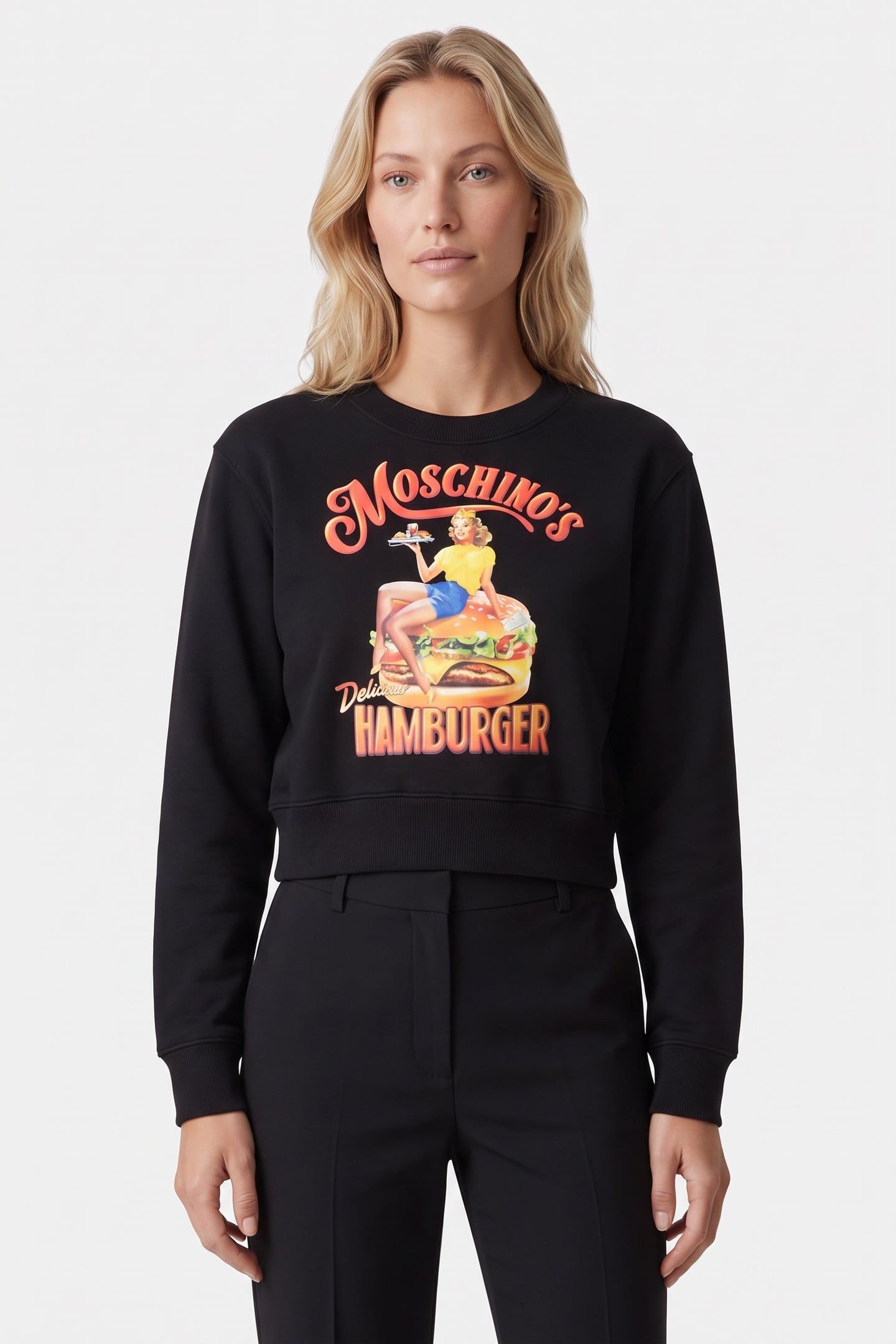 MOSCHINO'S HAMBURGER ORGANIC COTTON SWEATSHIRT BLACK 1