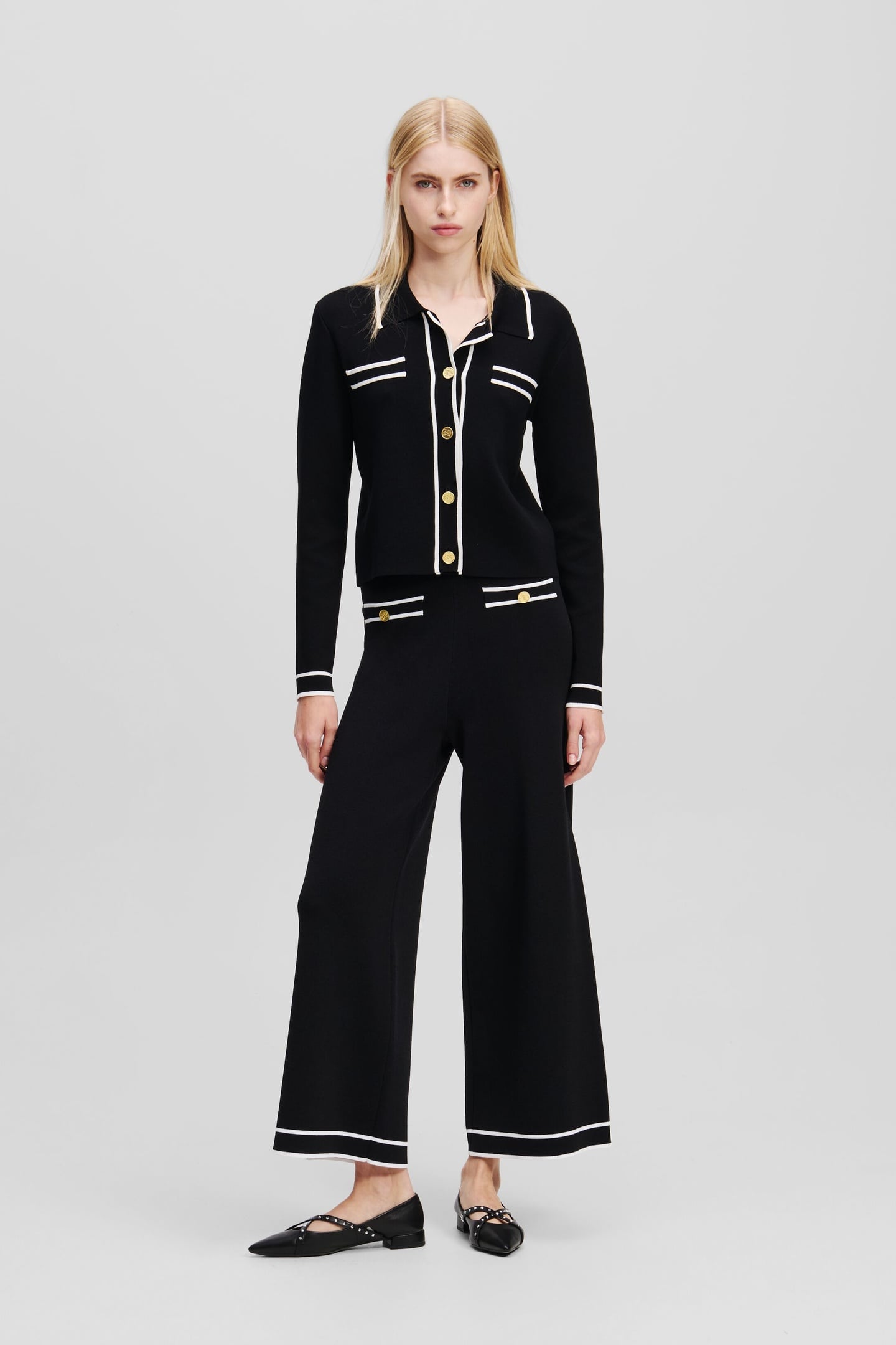 KARL WARDROBE KNIT CULOTTE WHITE/BLACK 2
