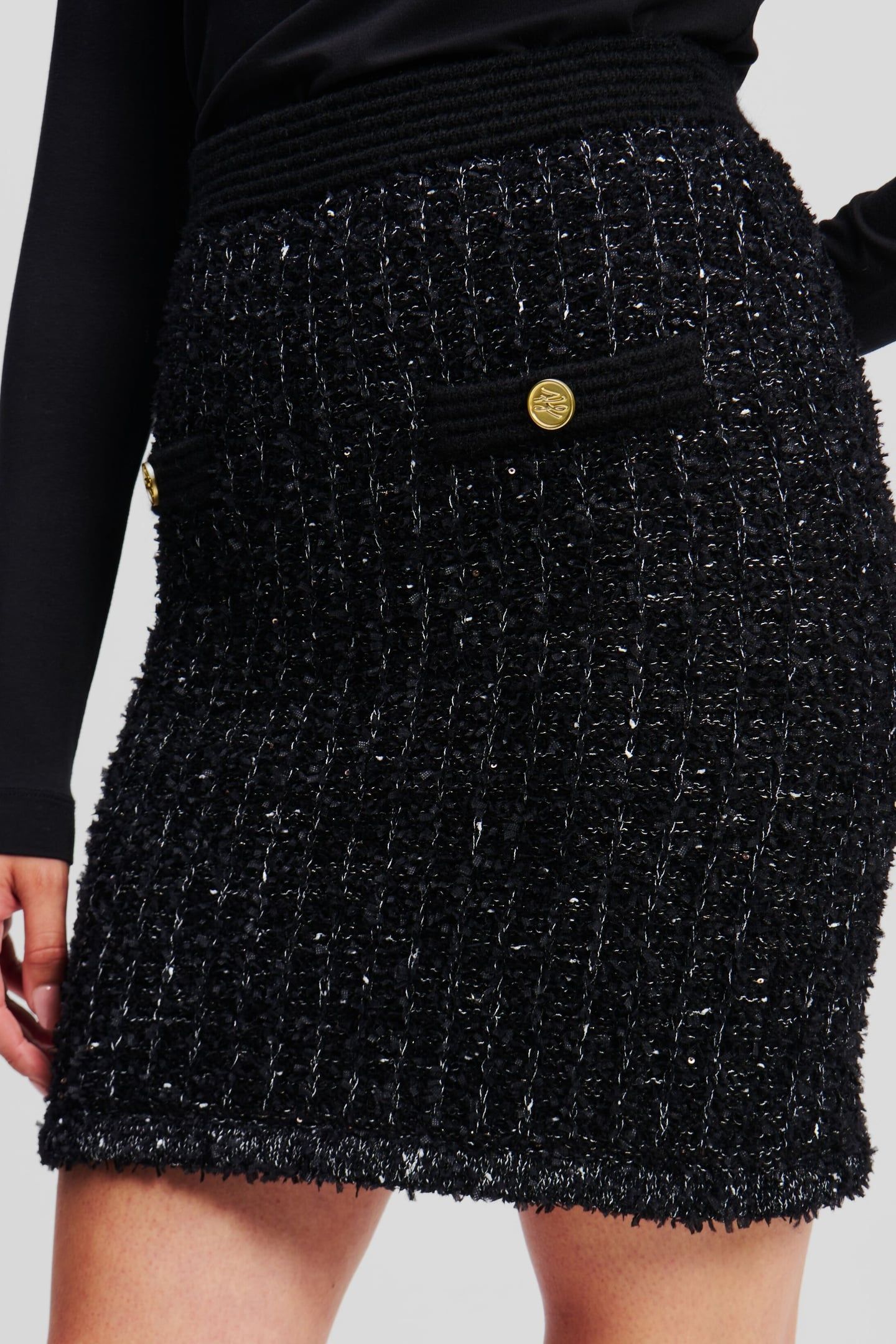 BOUCLE KNIT SKIRT BLACK 6