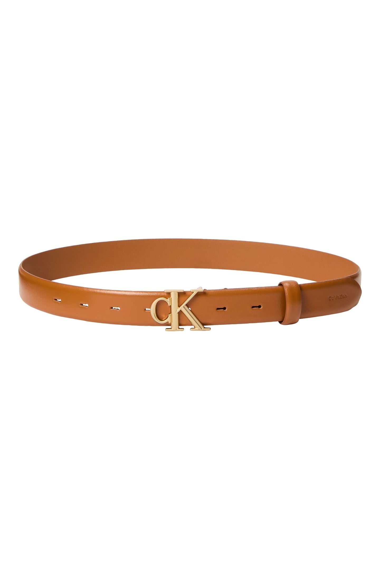 ROUND CK BUCKLE 30MM BELT ARGAN OIL/ANTIQUE LIGHT GOLD 2
