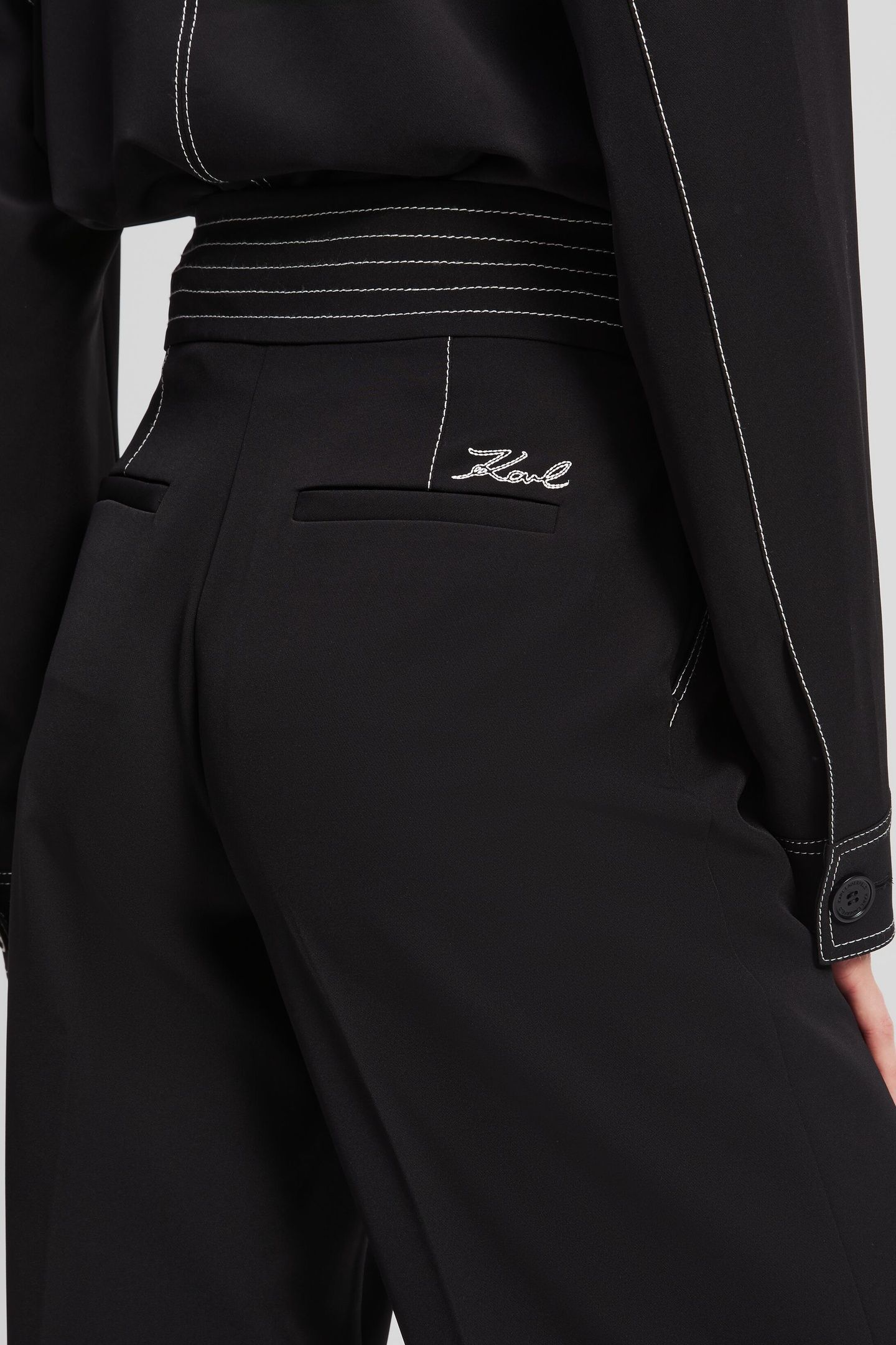 CONTRAST STITCH PANTS BLACK 6