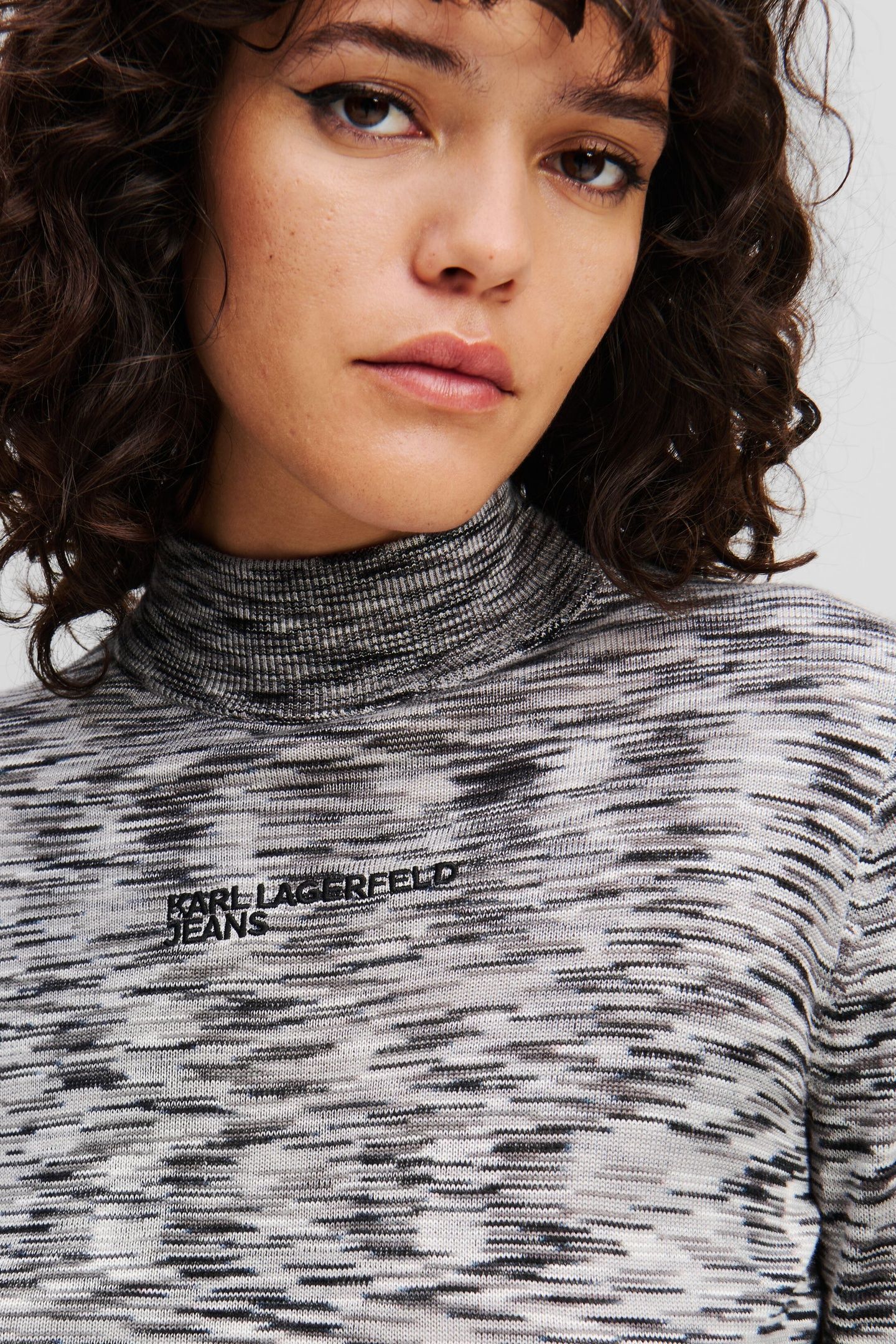 KLJ MOCK NECK KNIT TOP LIGHT GREY MELANGE 6