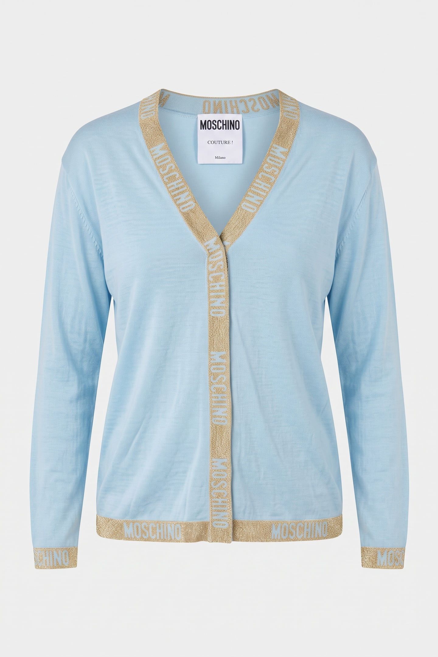 LOGO TAPE WOOL CARDIGAN BLUE 3