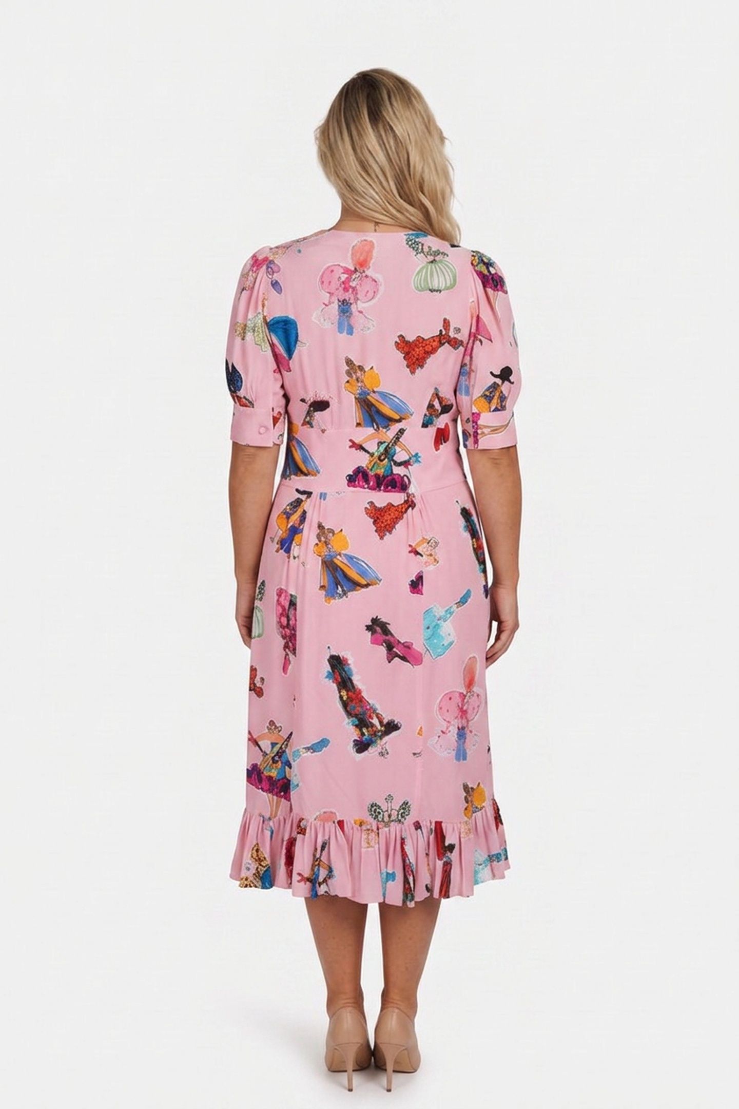 GEORGETTE DRESS FASHION SKETCHES PINK 2
