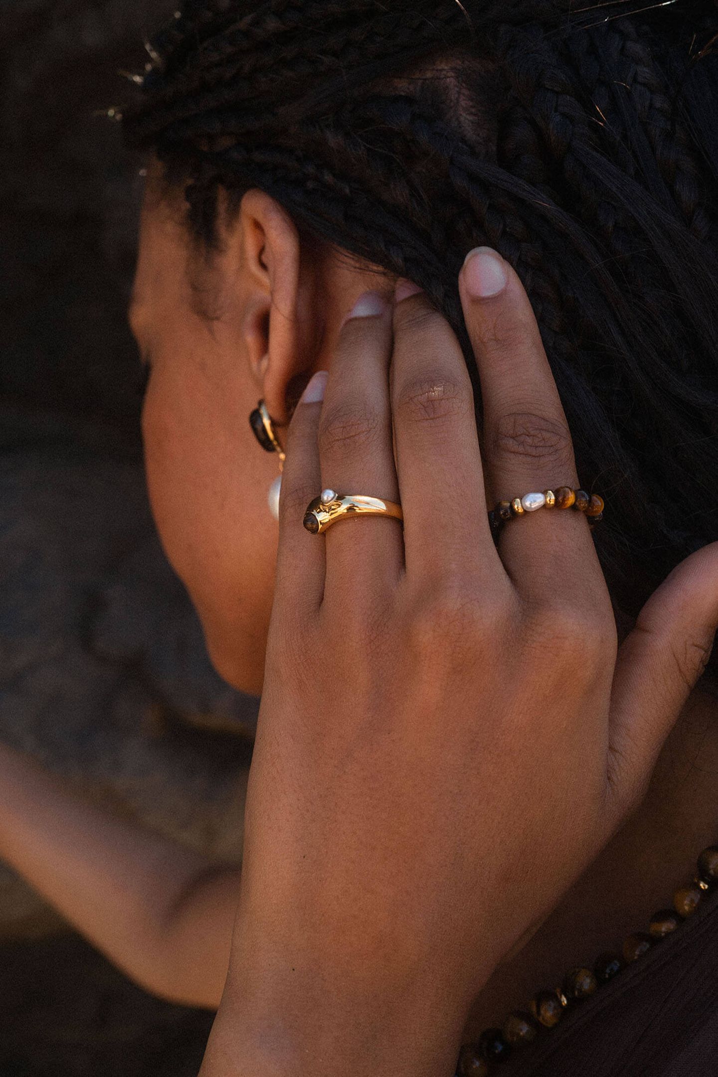 ANXIETY TIGER‘S EYE PEARL RING MIT PERLE ROSEGOLD 2