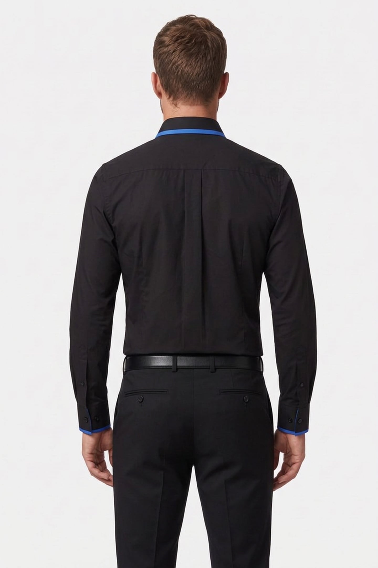 CONTRASTING LAYERS POPLIN SHIRT BLACK 2