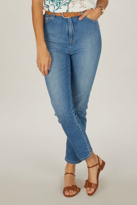 HIGH WAIST FITTED LEG CROPPED MID BLUE 3