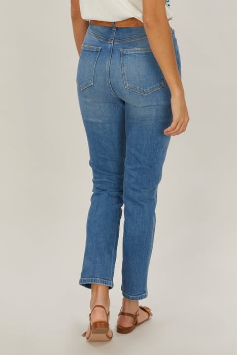 HIGH WAIST FITTED LEG CROPPED MID BLUE 6