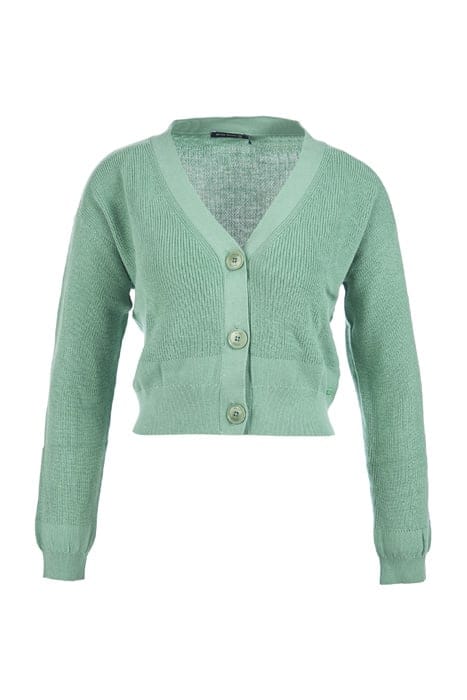 SHORT FANCY V-NECK CARDIGAN GREEN 1