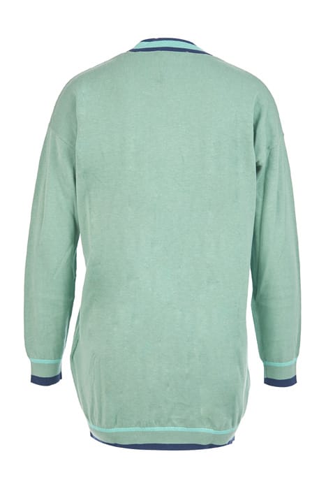 LONG CARDIGAN LS TRICOLOR STR GREEN 2