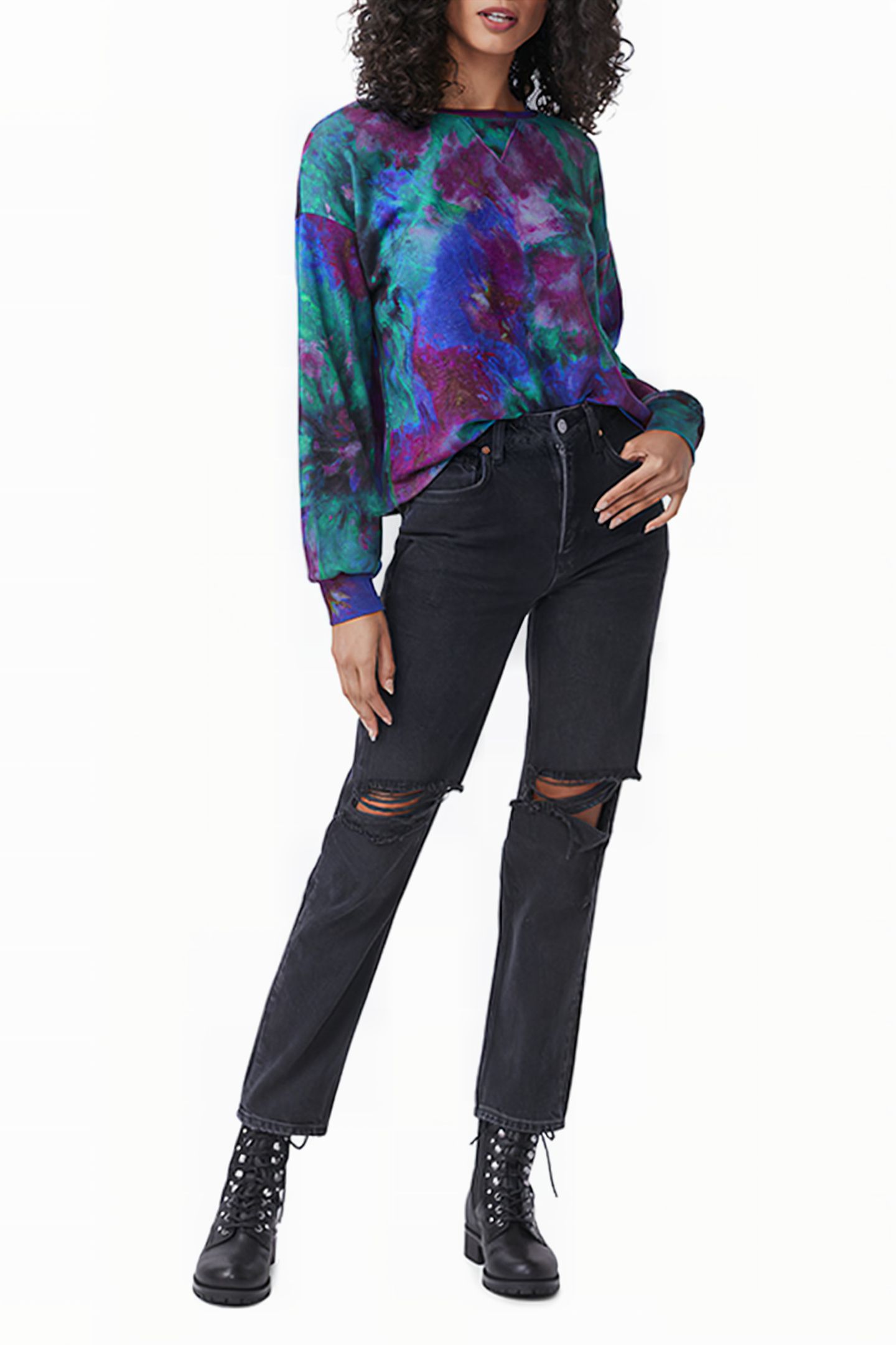 SARAH STRAIGHT CABALLO INSEAM BLACK MEADOW DESTRUCTED 2