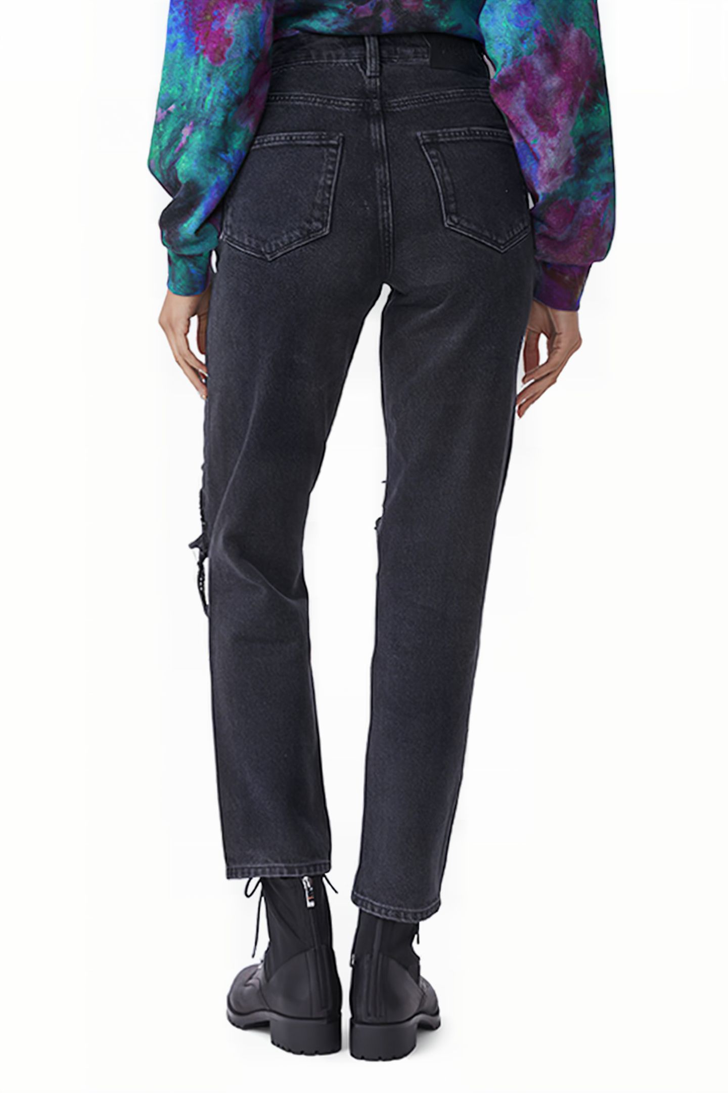 SARAH STRAIGHT CABALLO INSEAM BLACK MEADOW DESTRUCTED 4