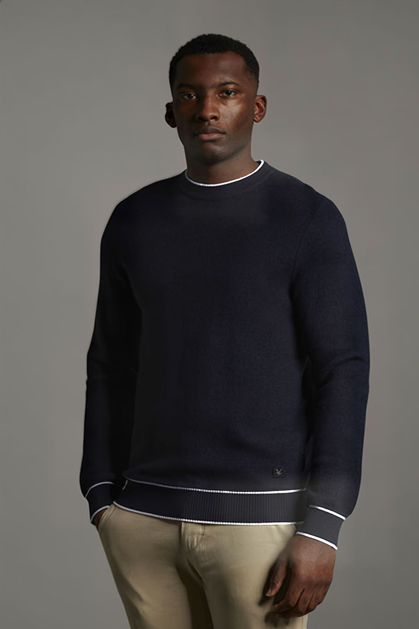 BLACK EAGLE TEXTURE KNIT CREW NECK DARK NAVY 1