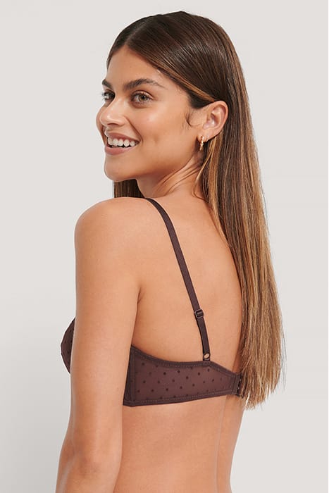 ALL OVER DOT MESH BRA DARK BROWN 2
