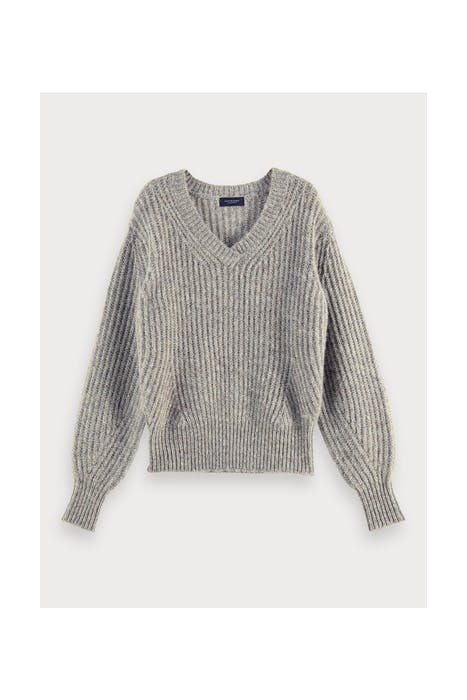 PULL WITH V-NECK WITH SPECIAL METALLIC YARN GREY MELANGE 1