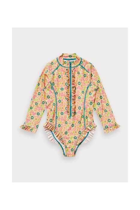 UV PROTECTION BATHING SUIT W/ LONG SLEEVES IN ECONYL™ COMBO  1