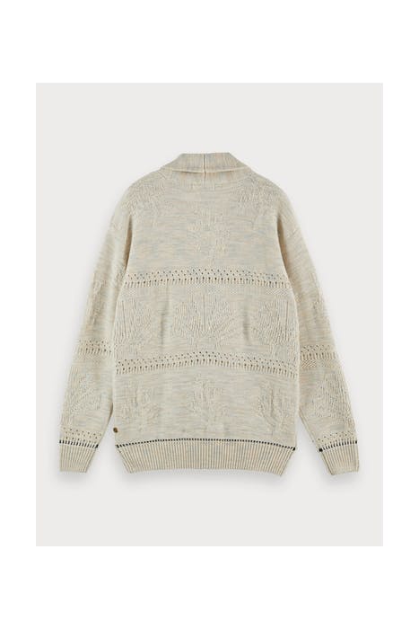 RELAXED BEACH CARDIGAN IN STRUCTURED JACQUARD KNIT SAND MELA 2