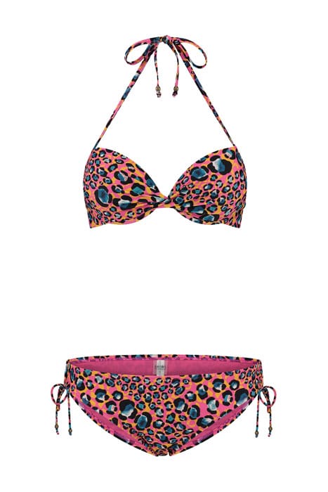 LADIES LEOPARD SPOT LUCA PUSH UP BIKINI AZALEA PINK 3