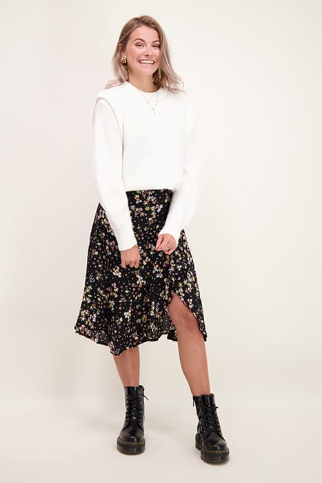 Black midi skirt with flowers 12
