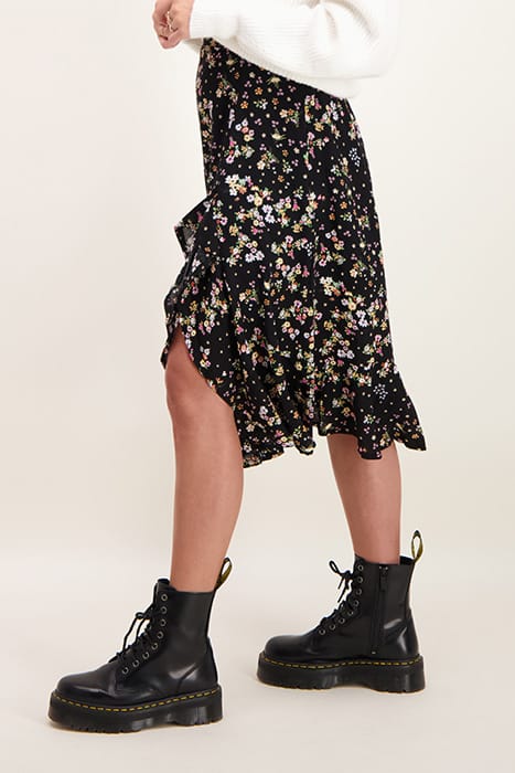 Black midi skirt with flowers 9