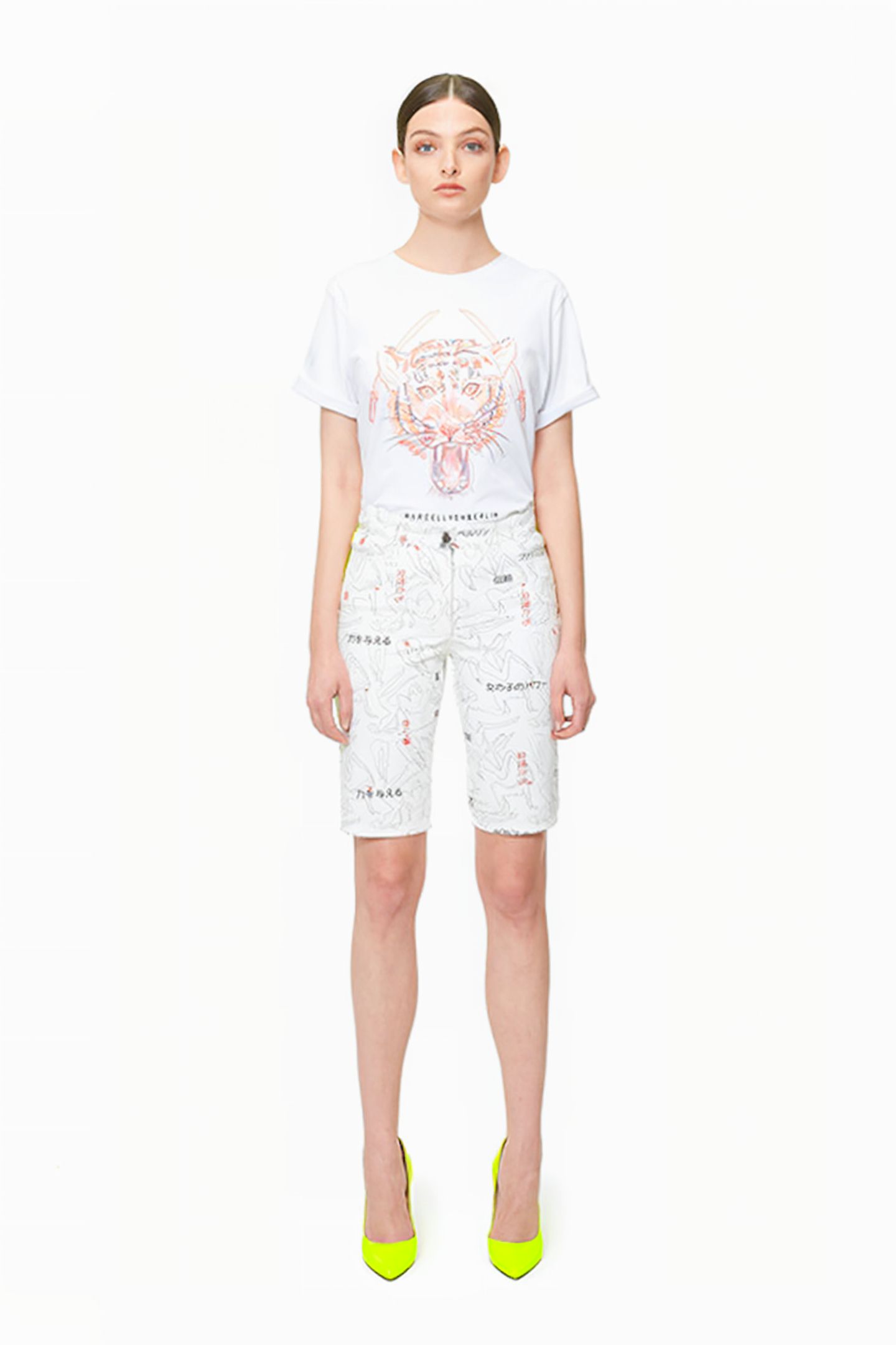 WOMEN'S PRINTED DENIM SHORTS LADIES WITH FONT PRINT. 1