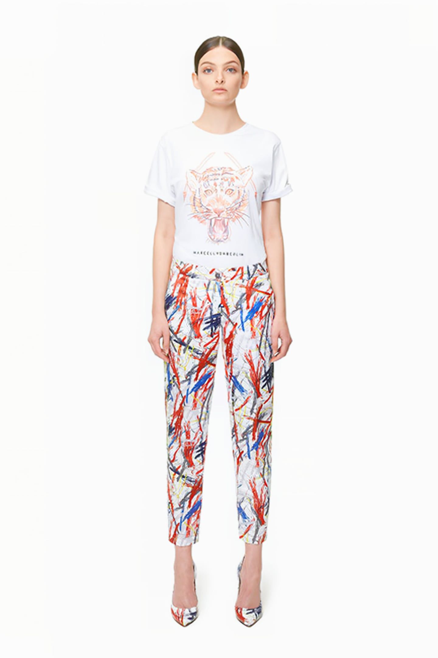 WOMEN'S SUIT PANTS BRUSH PRINT 1
