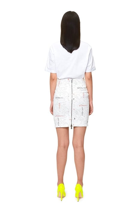 WOMEN‘S DENIM SKIRT WITH FRONT ZIPPERS LADIES WITH FONT PRIN 2