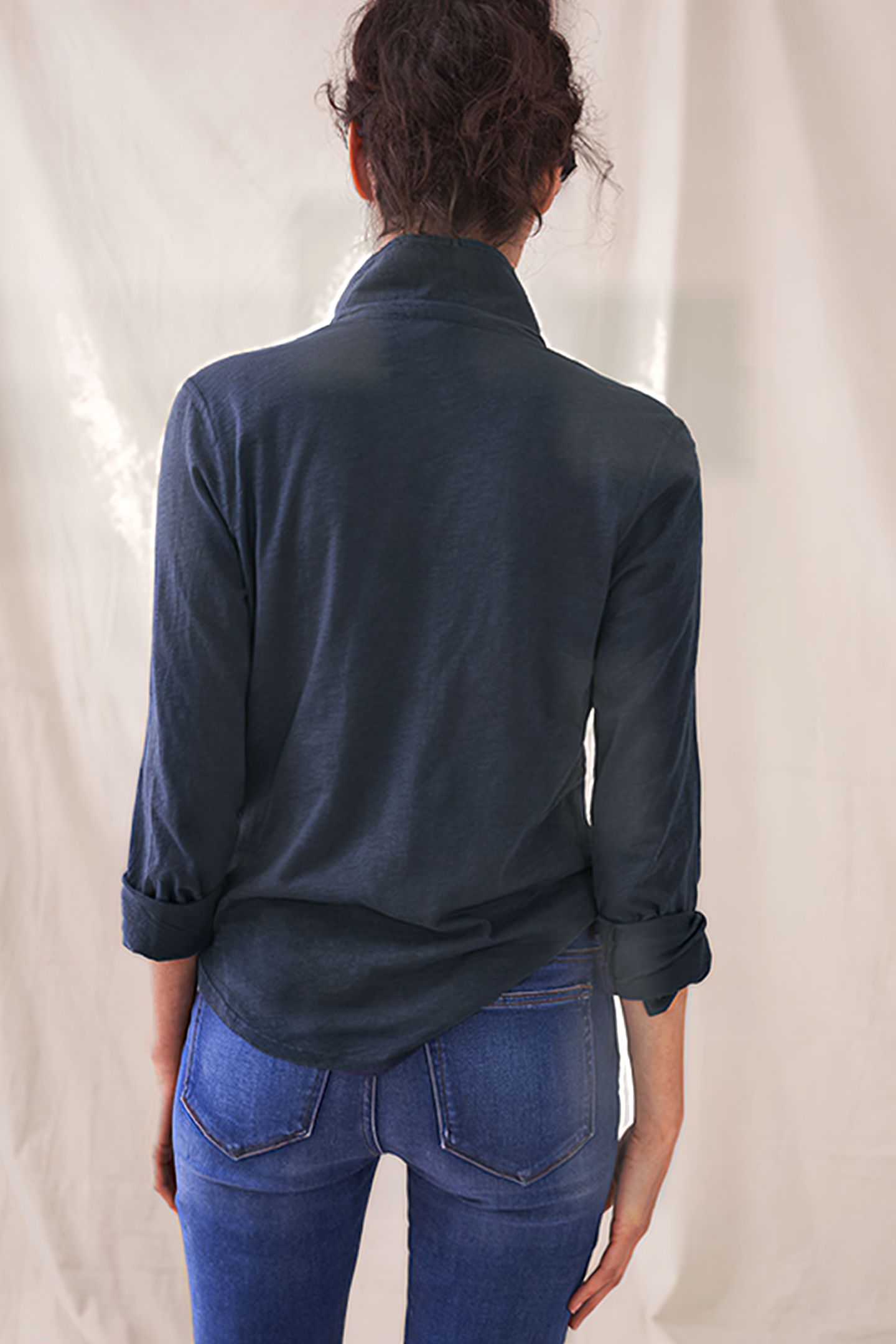 ANNIE PRINTED JERSEY SHIRT FRENCH NAVY 3
